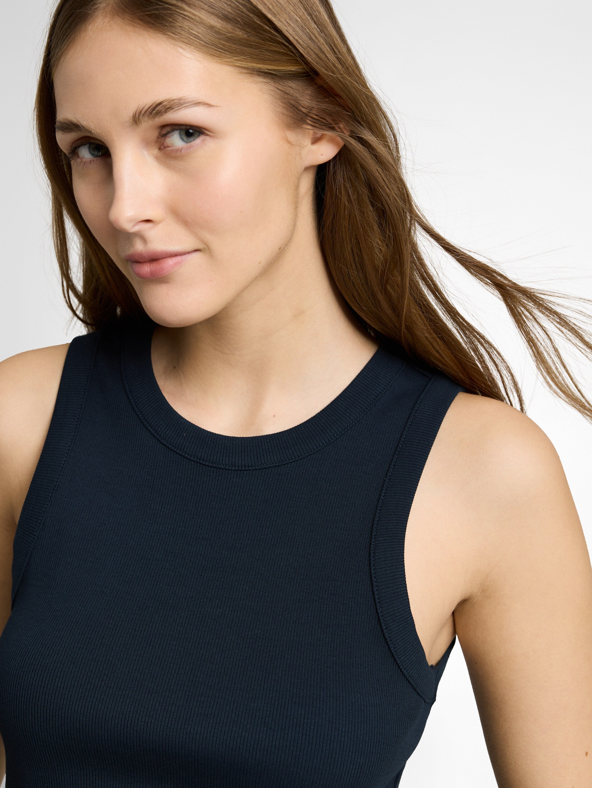 Tom Tailor Navy Slim-Fit Top With Ribbed Texture