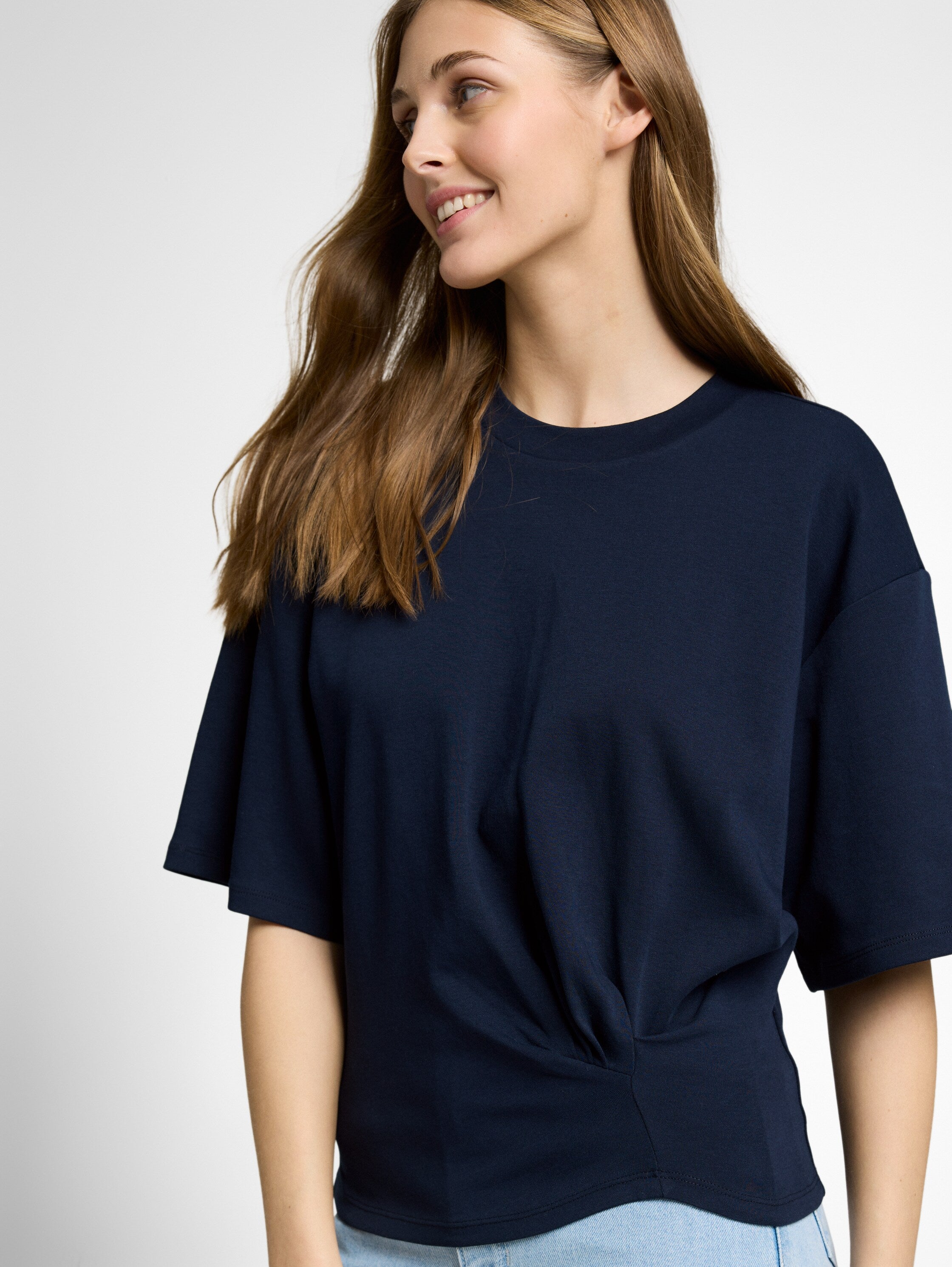 Tom Tailor Navy T-shirt With Knot Detail