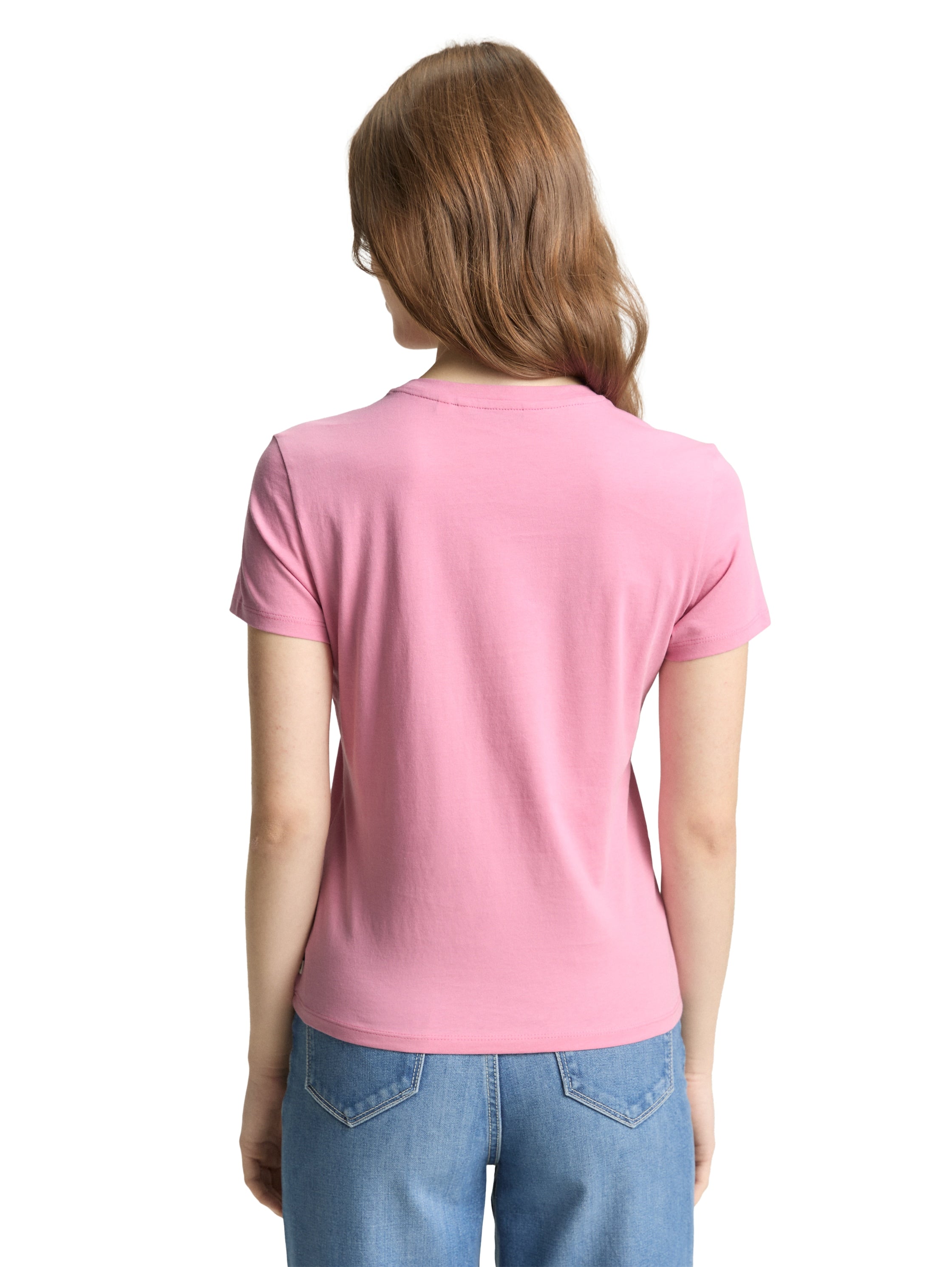 Tom Tailor Pink Short Sleeved T-Shirt With Printed Front Design