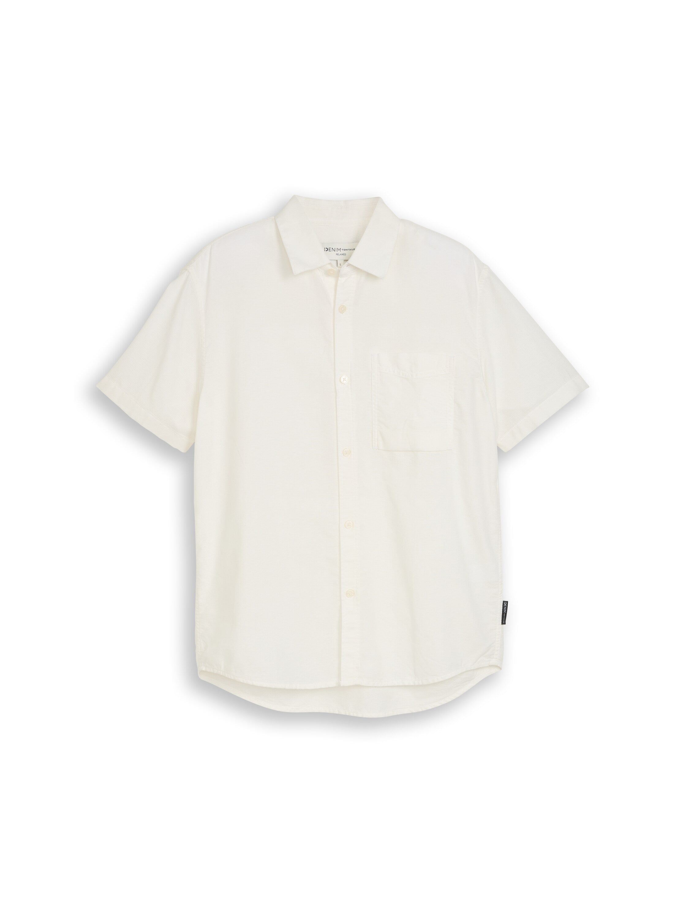 Tom Tailor White Relaxed Fit Short Sleeve Shirt With Breast Pocket