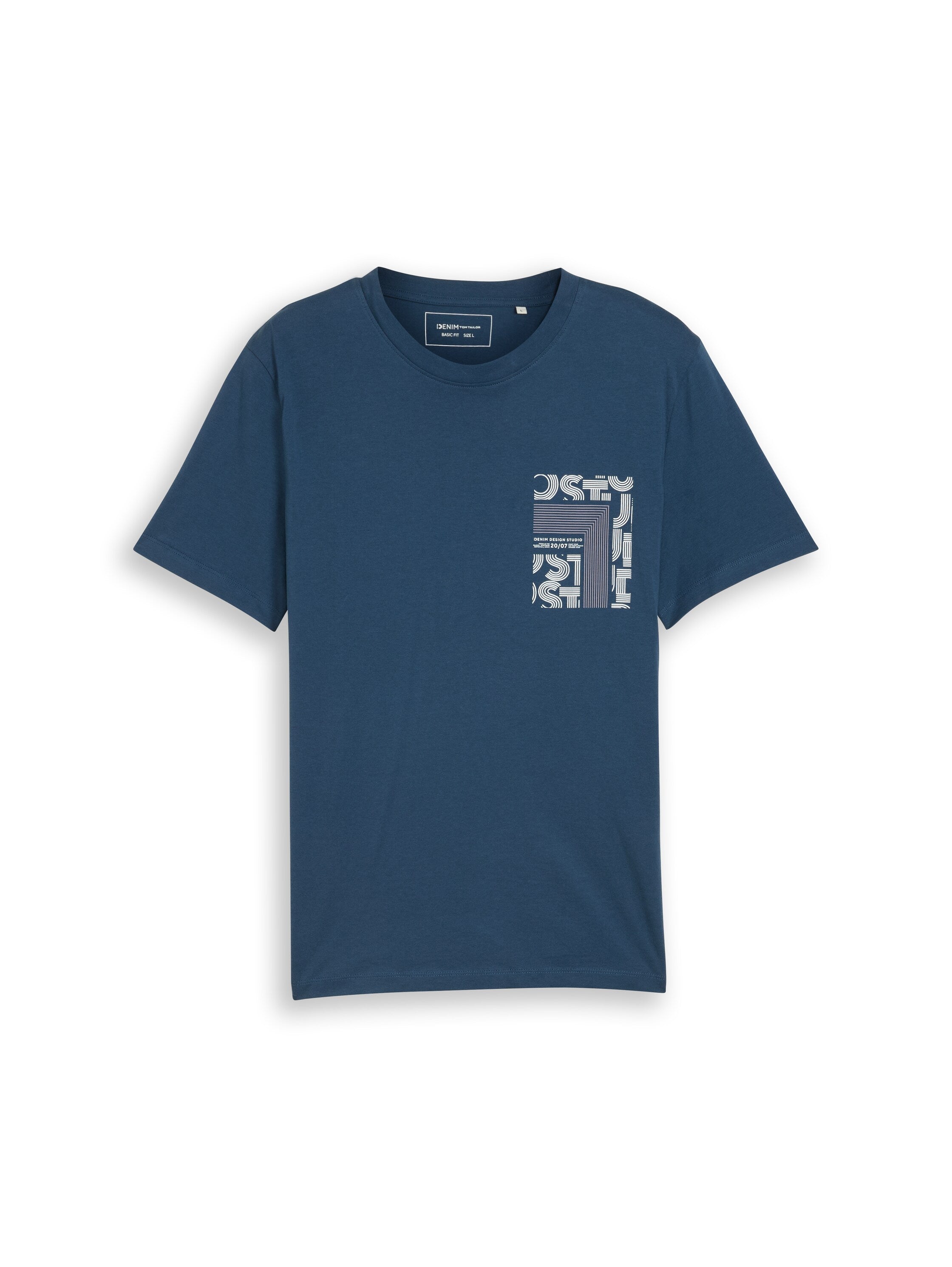 Tom Tailor Blue Round Neck T-Shirt With Printed Design