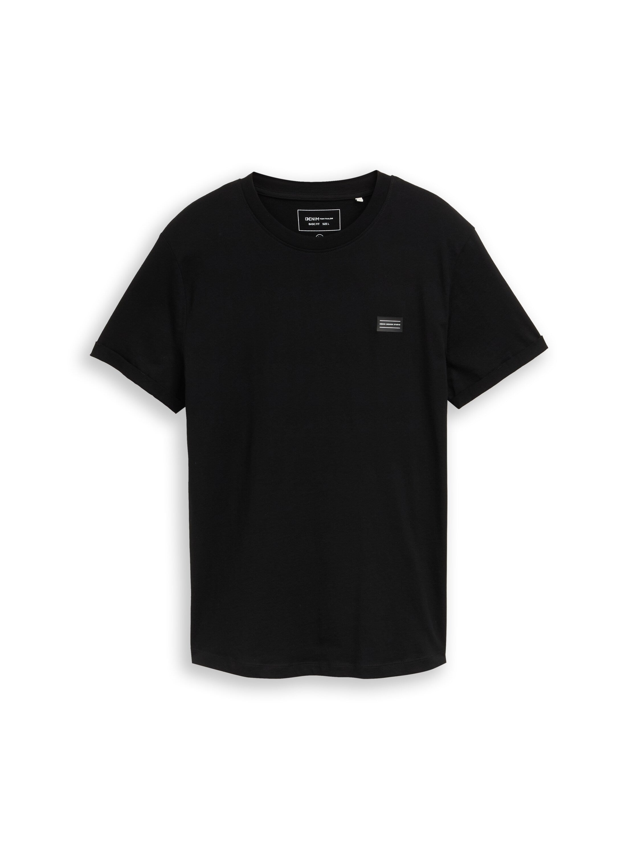 Tom Tailor Black Short Sleeved T-Shirt With Printed Logo