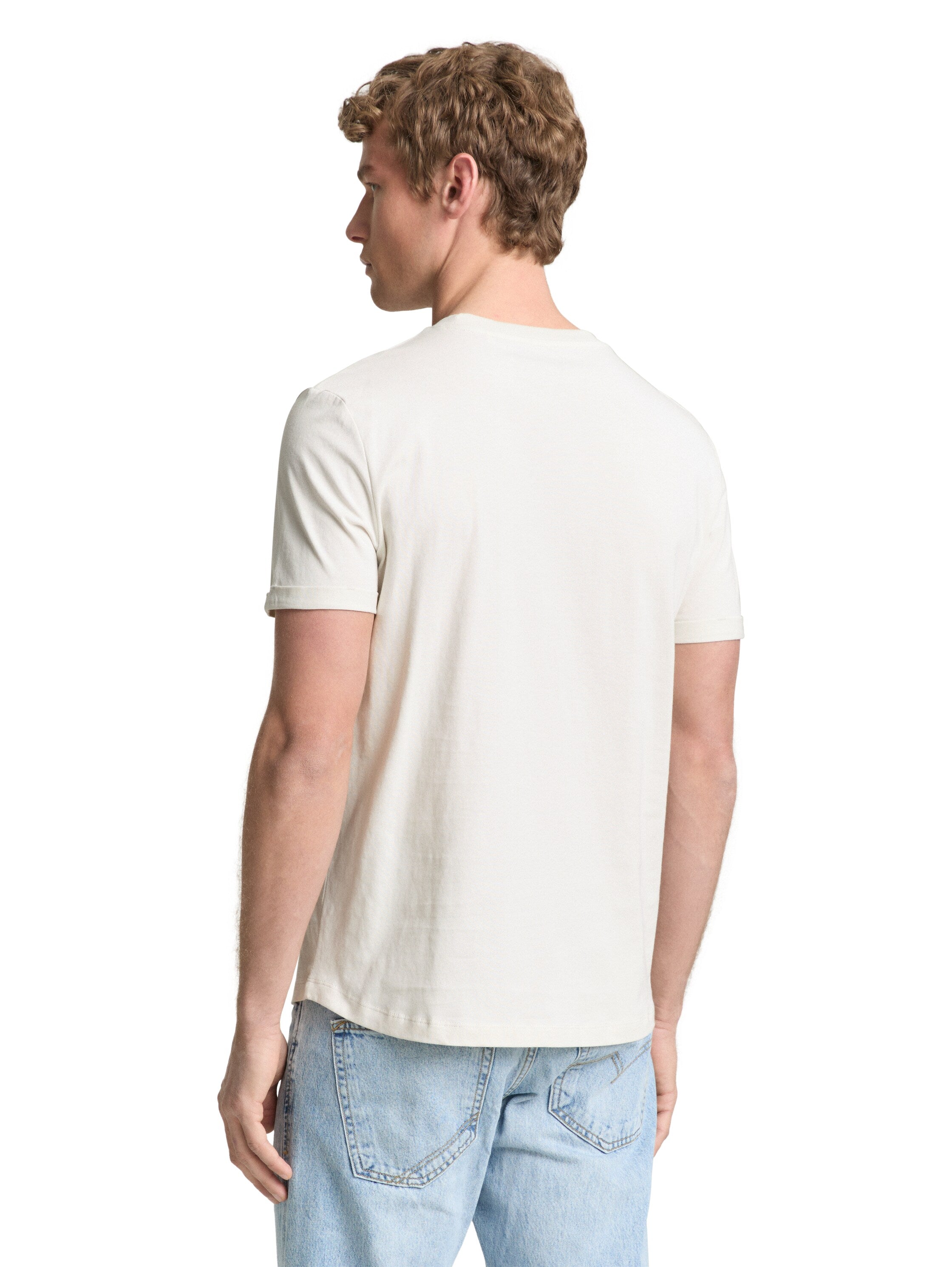 Tom Tailor Greyish White Short Sleeved T-Shirt With Printed Logo