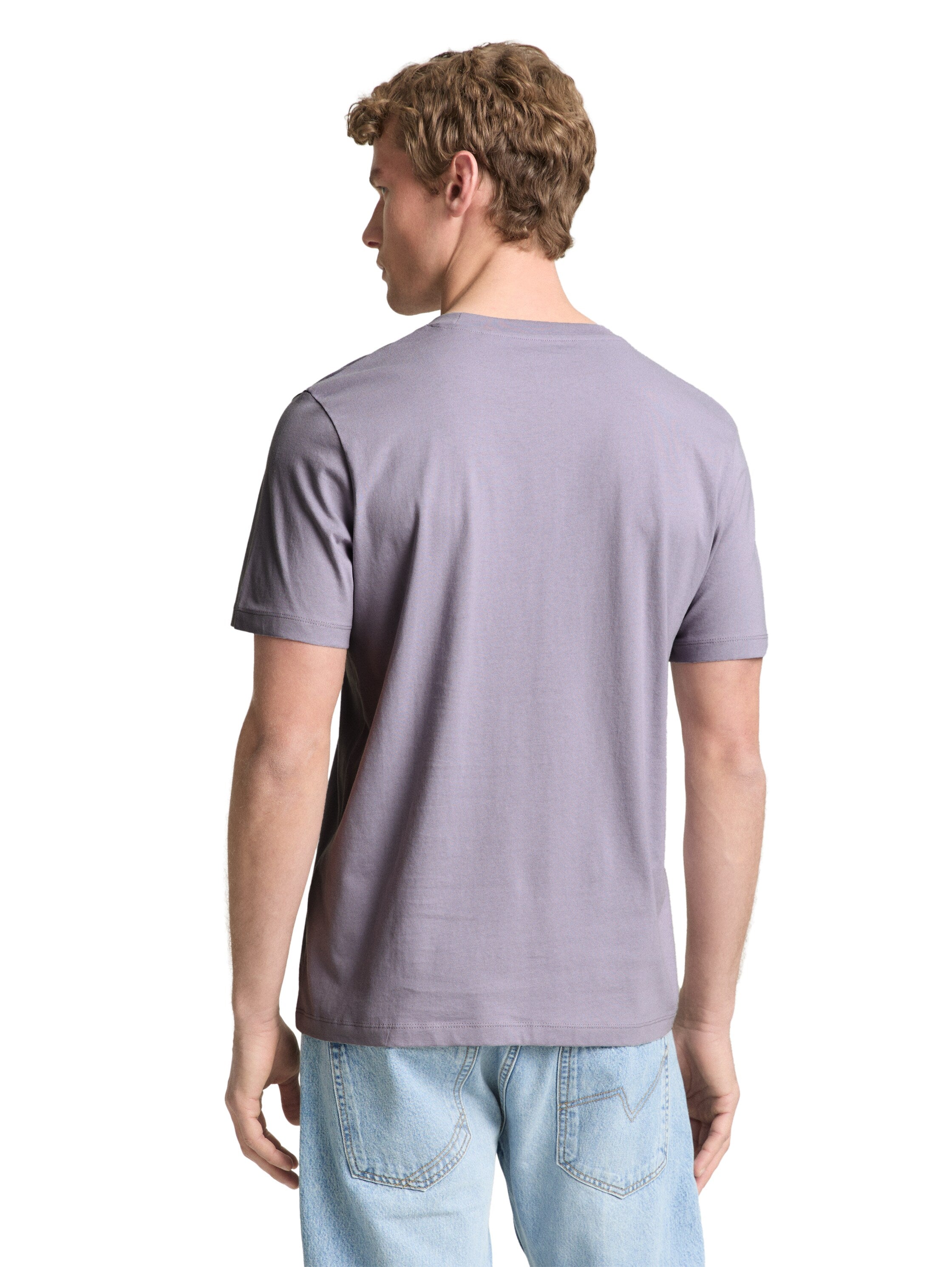 Tom Tailor Lilac Grey Round Neck T-Shirt With Printed Design