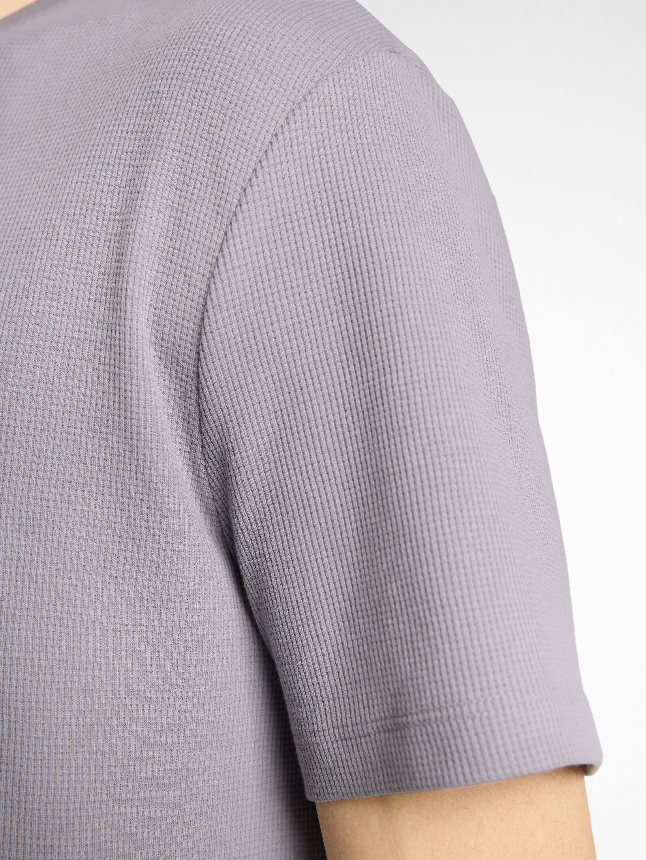 Tom Tailor Lilac Grey T-Shirt With Waffle Texture