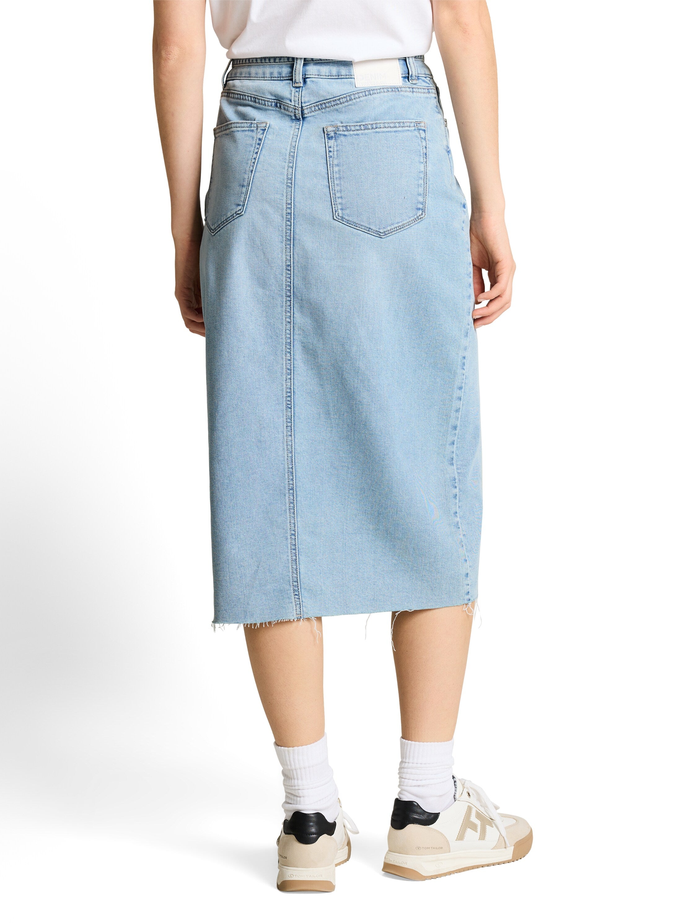 Tom Tailor Blue Midi Denim Skirt With Slit