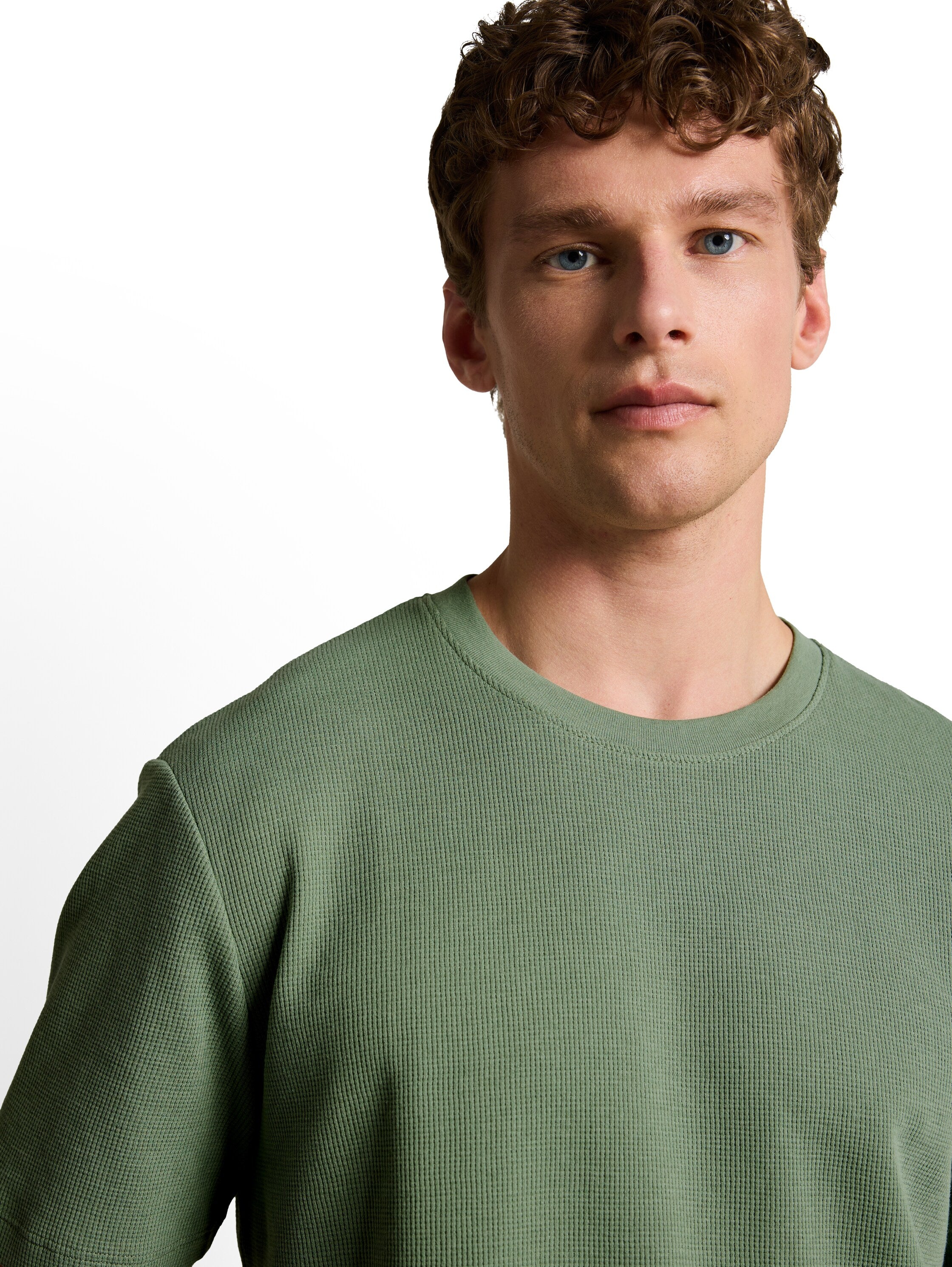 Tom Tailor Green T-Shirt With Waffle Texture