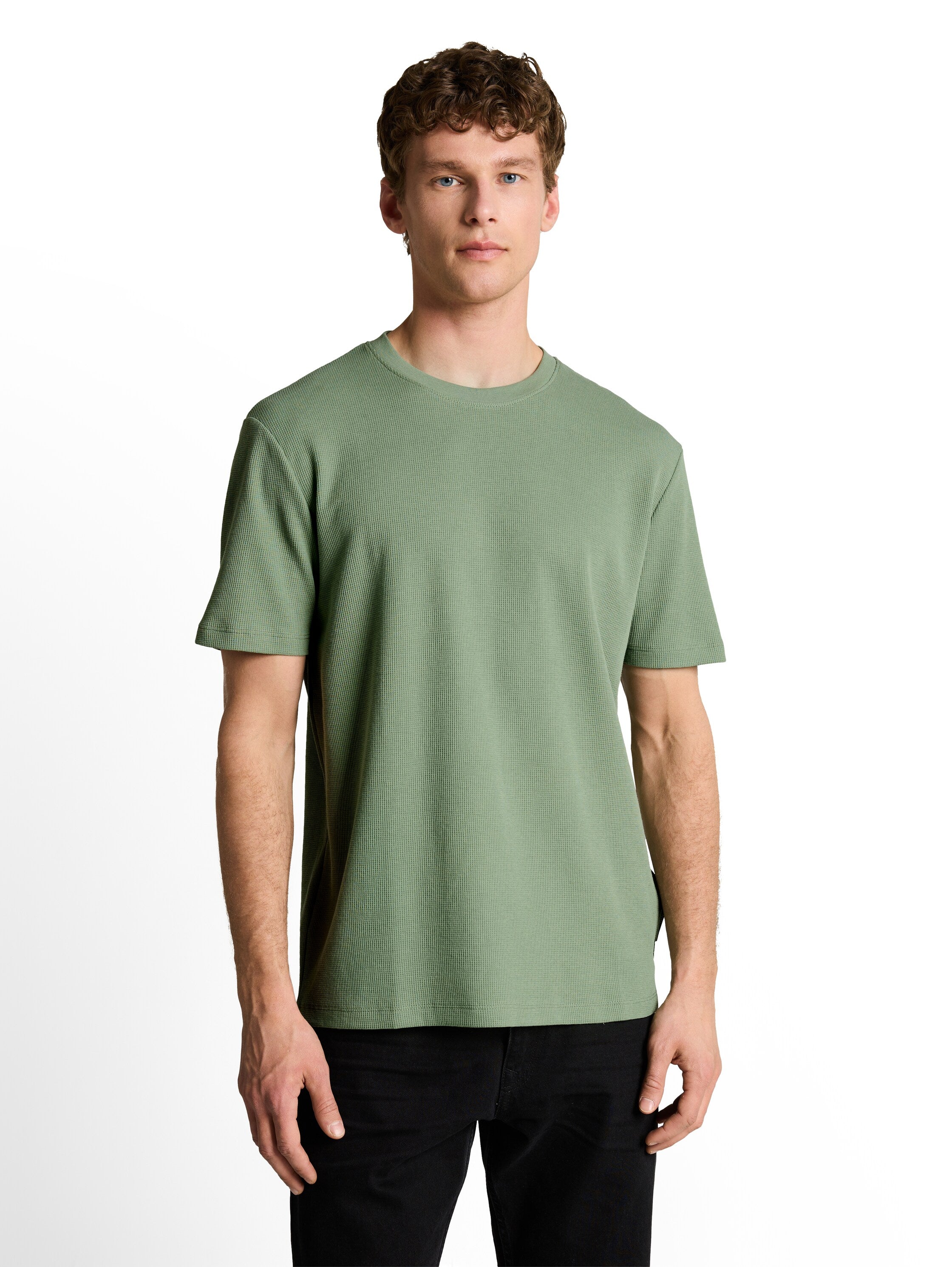 Tom Tailor Green T-Shirt With Waffle Texture