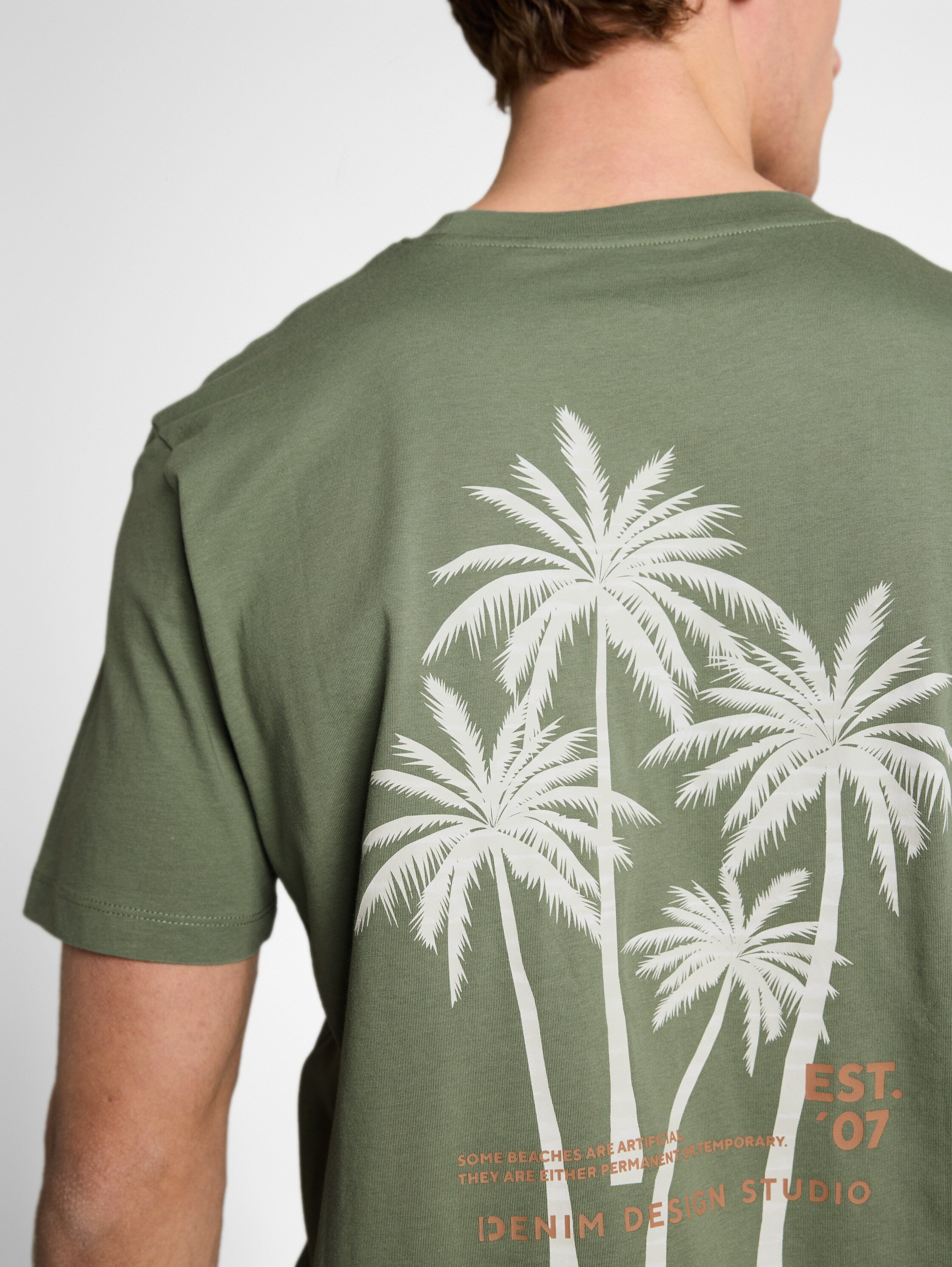 Tom Tailor Olive Green T-Shirt With Back Print