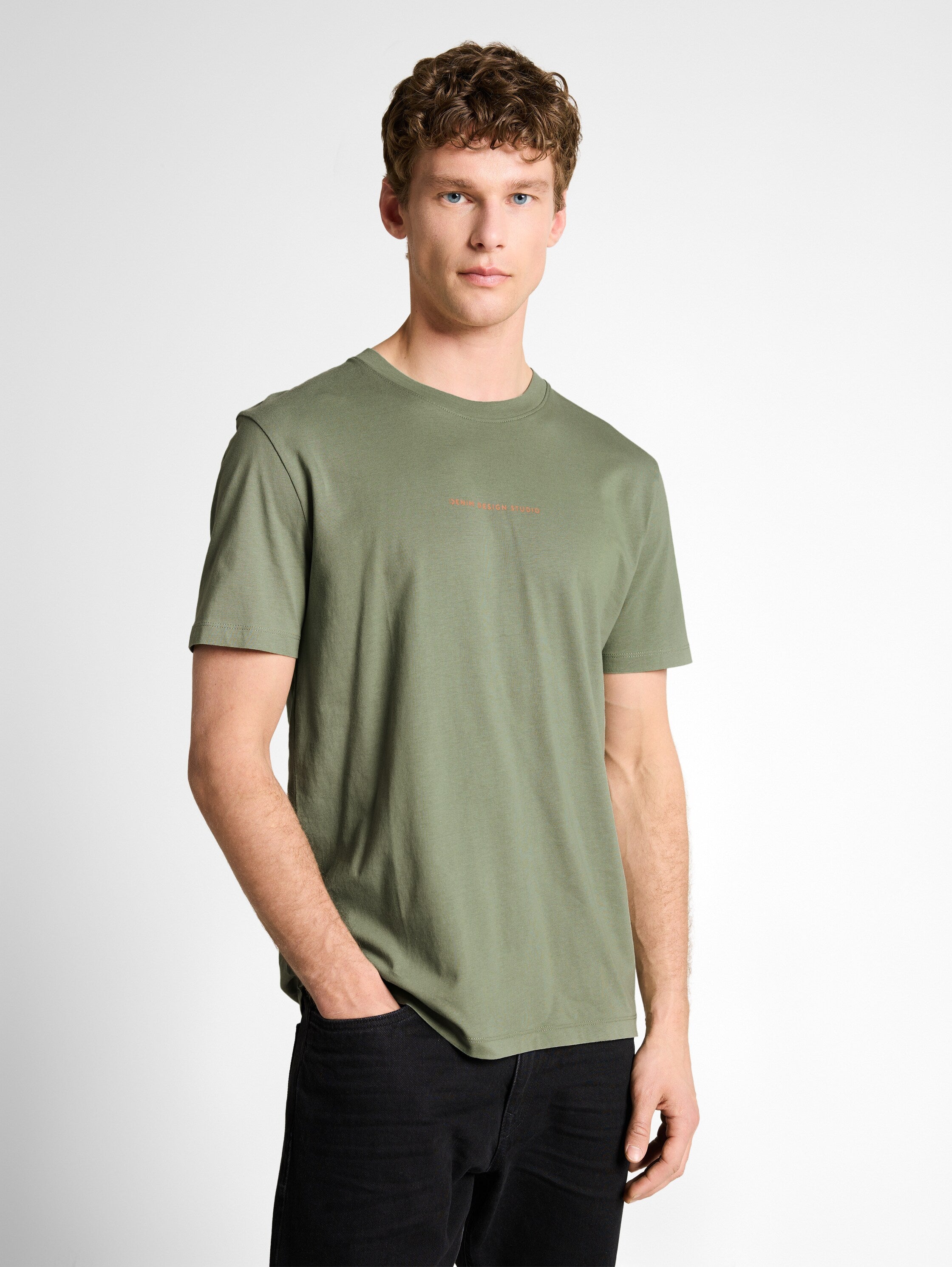 Tom Tailor Olive Green T-Shirt With Back Print