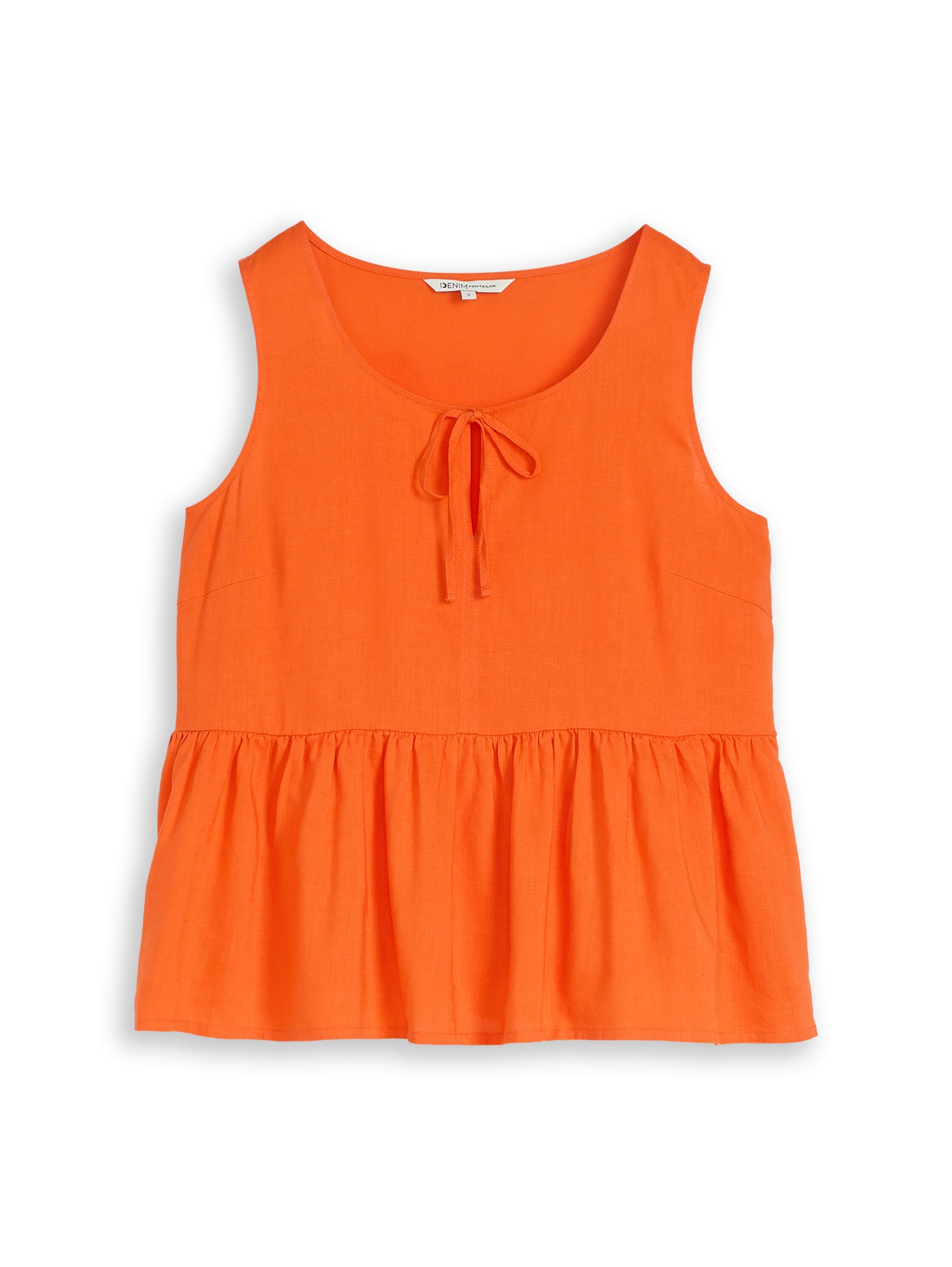 Tom Tailor Orange Blouse Top With Linen Blend