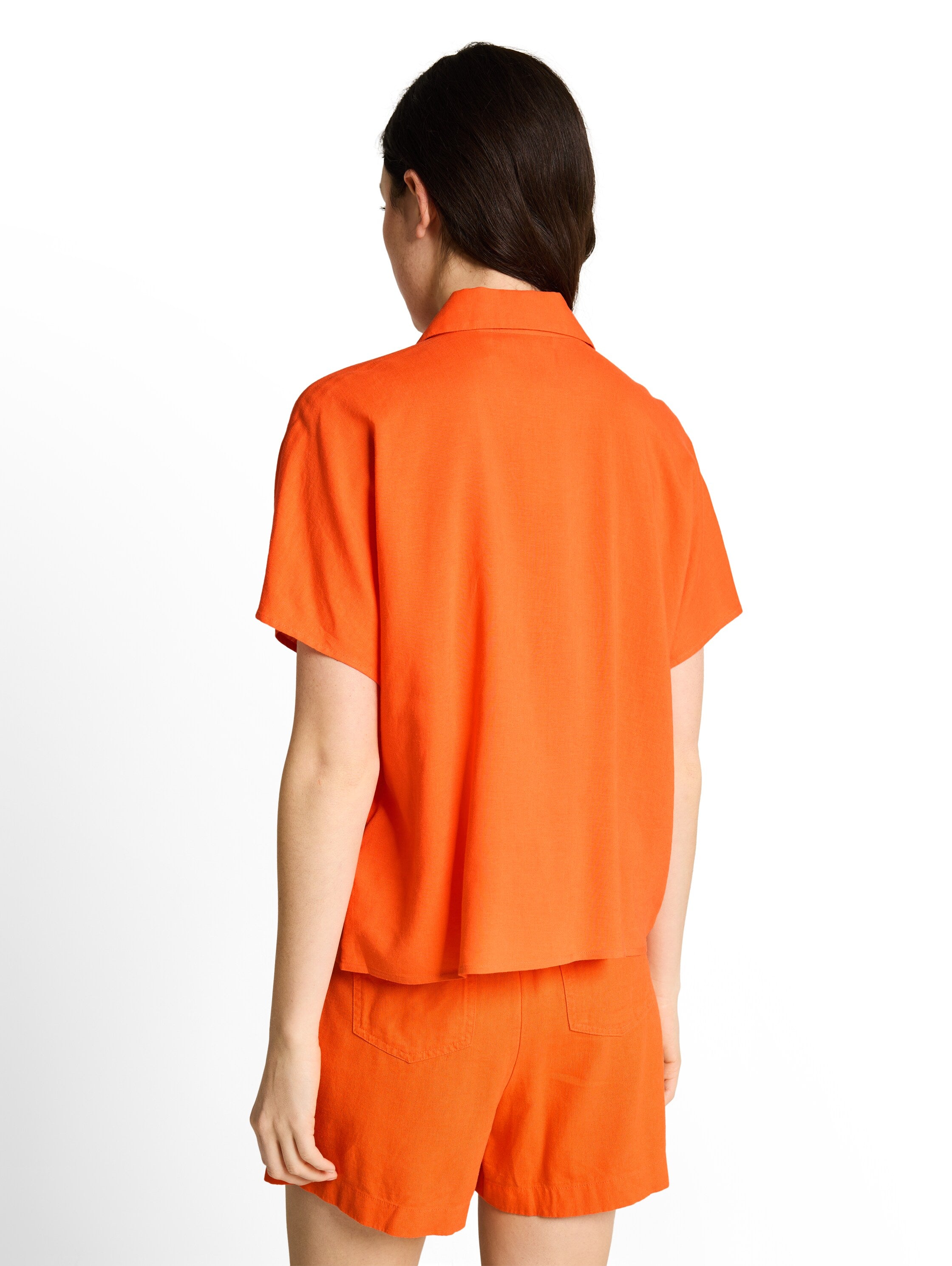 Tom Tailor Orange Boxy-Fit Blouse With Linen Blend
