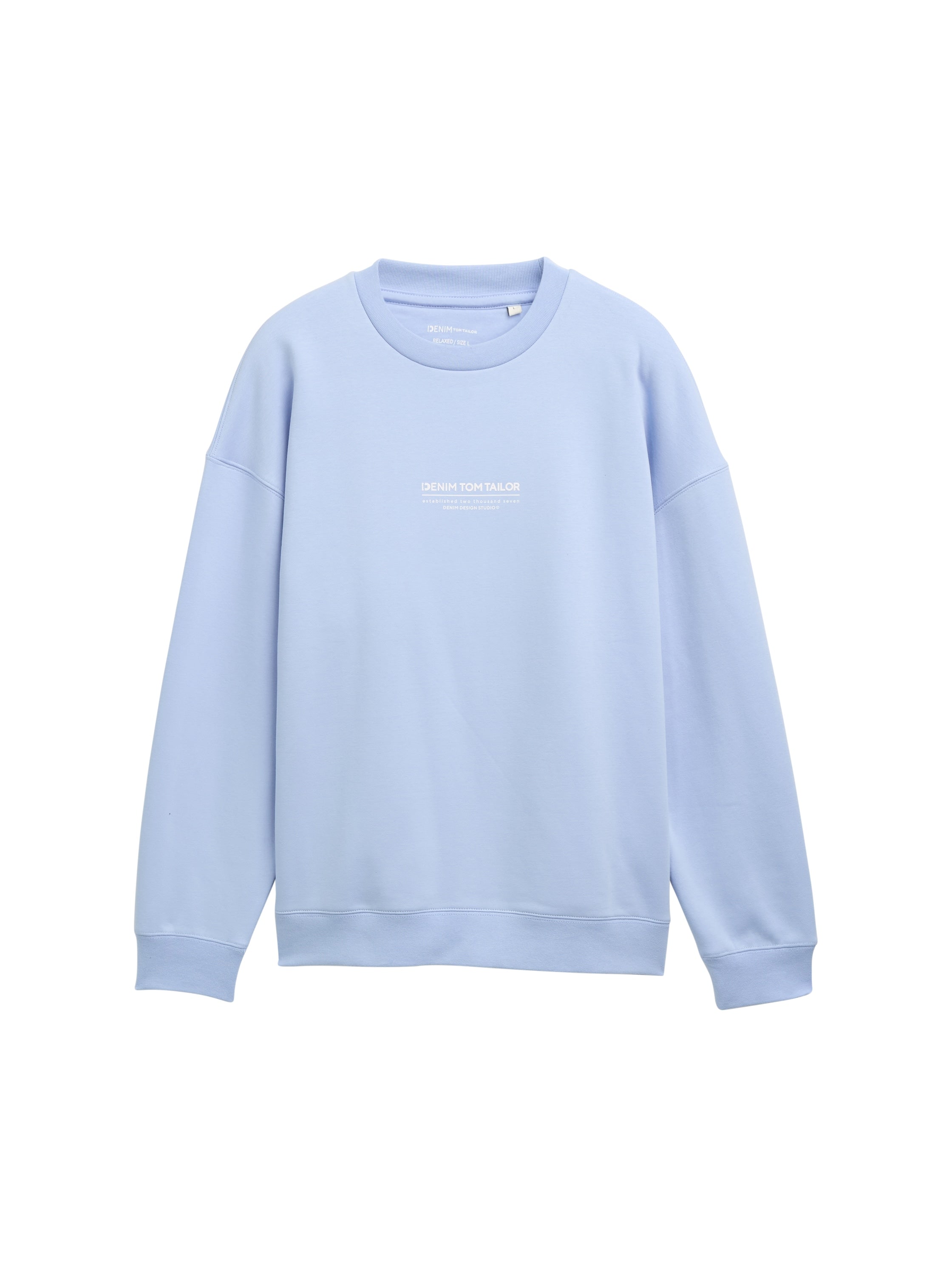 Tom Tailor Relaxed Blue Sweater With Logo Print