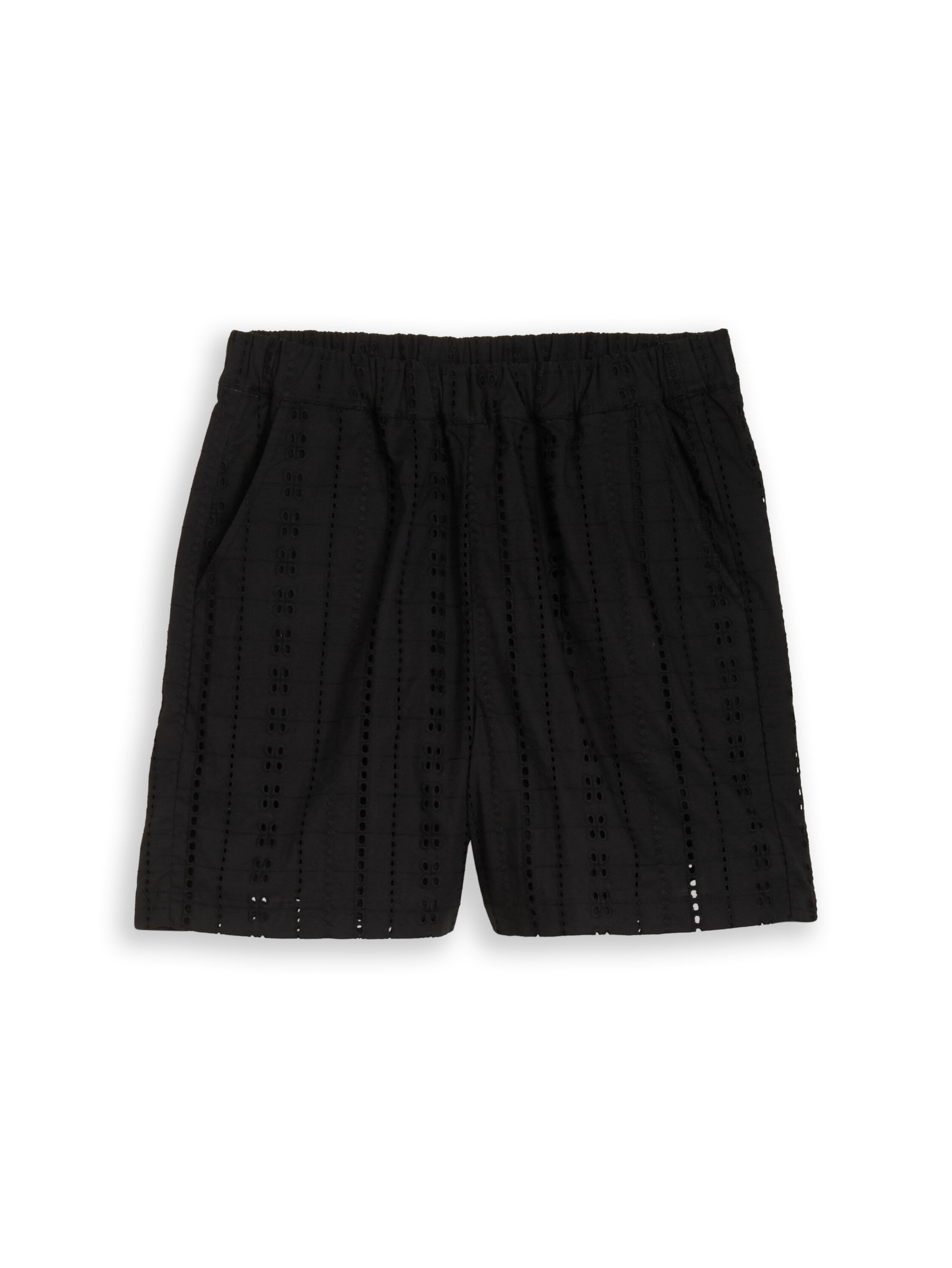 Tom Tailor Black Shorts With Eyelet Embroidery