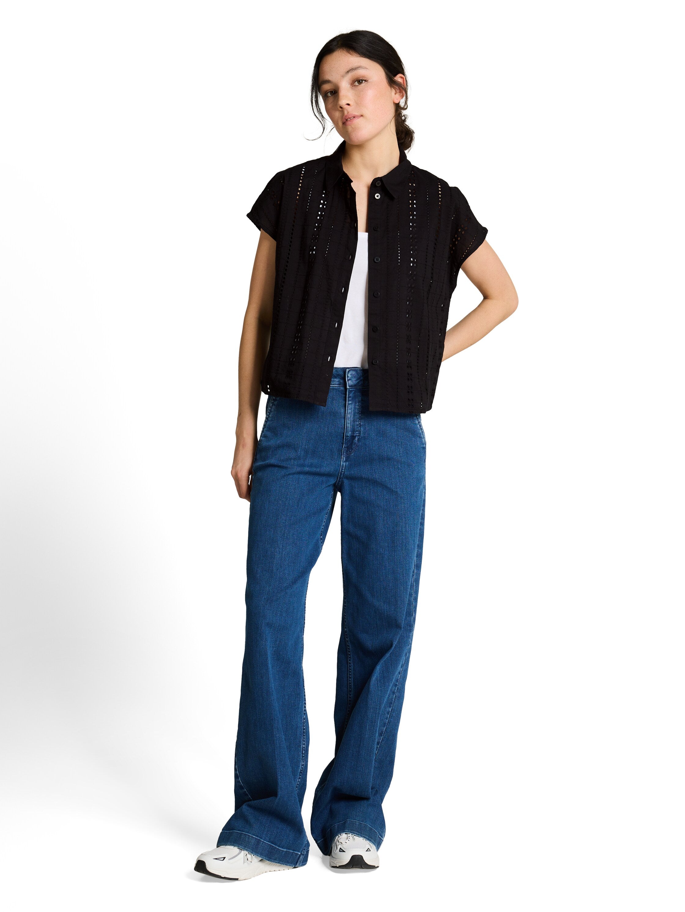 Tom Tailor Black Blouse With Eyelet Embroidery