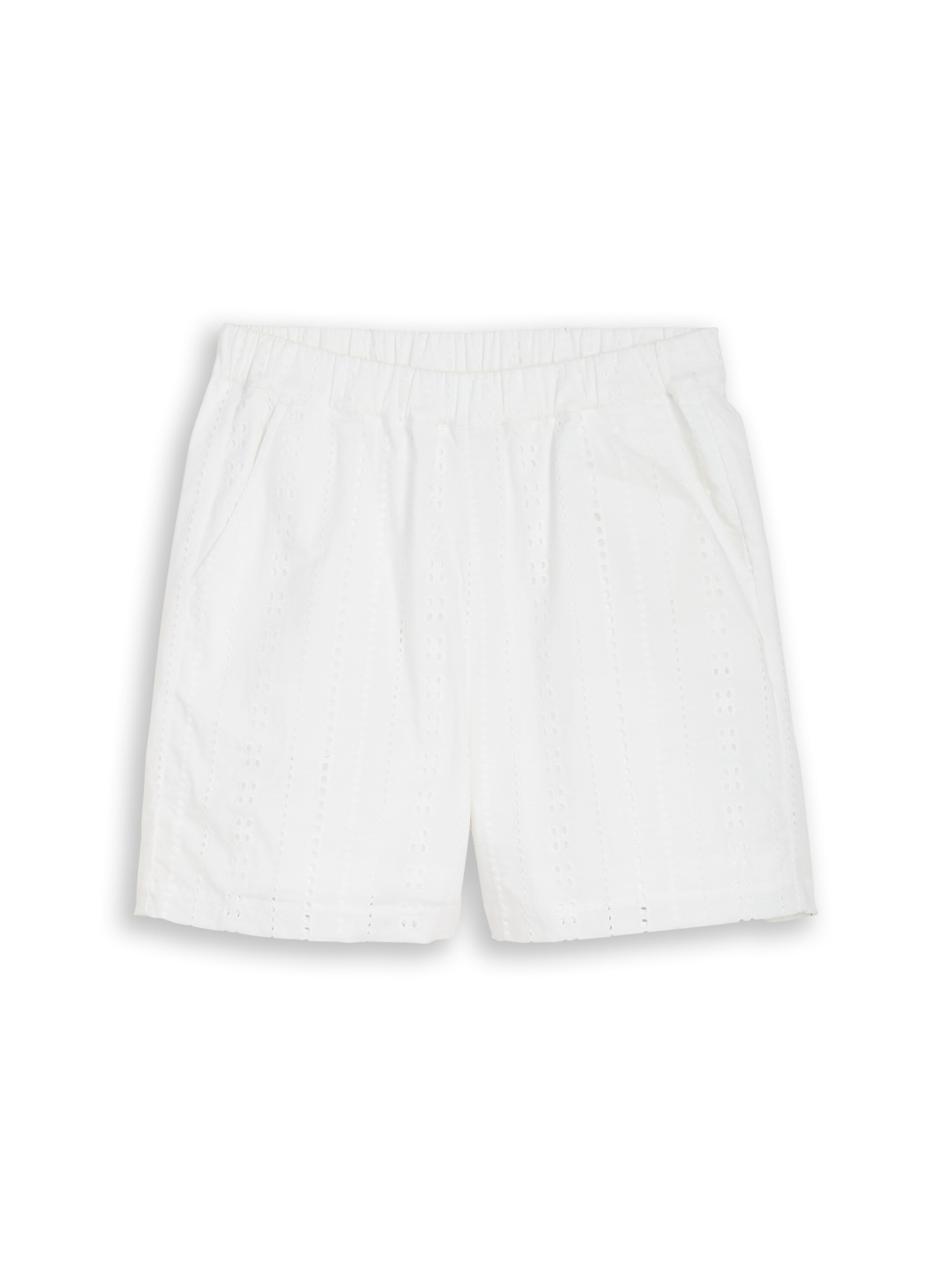 Tom Tailor White Shorts With Eyelet Embroidery