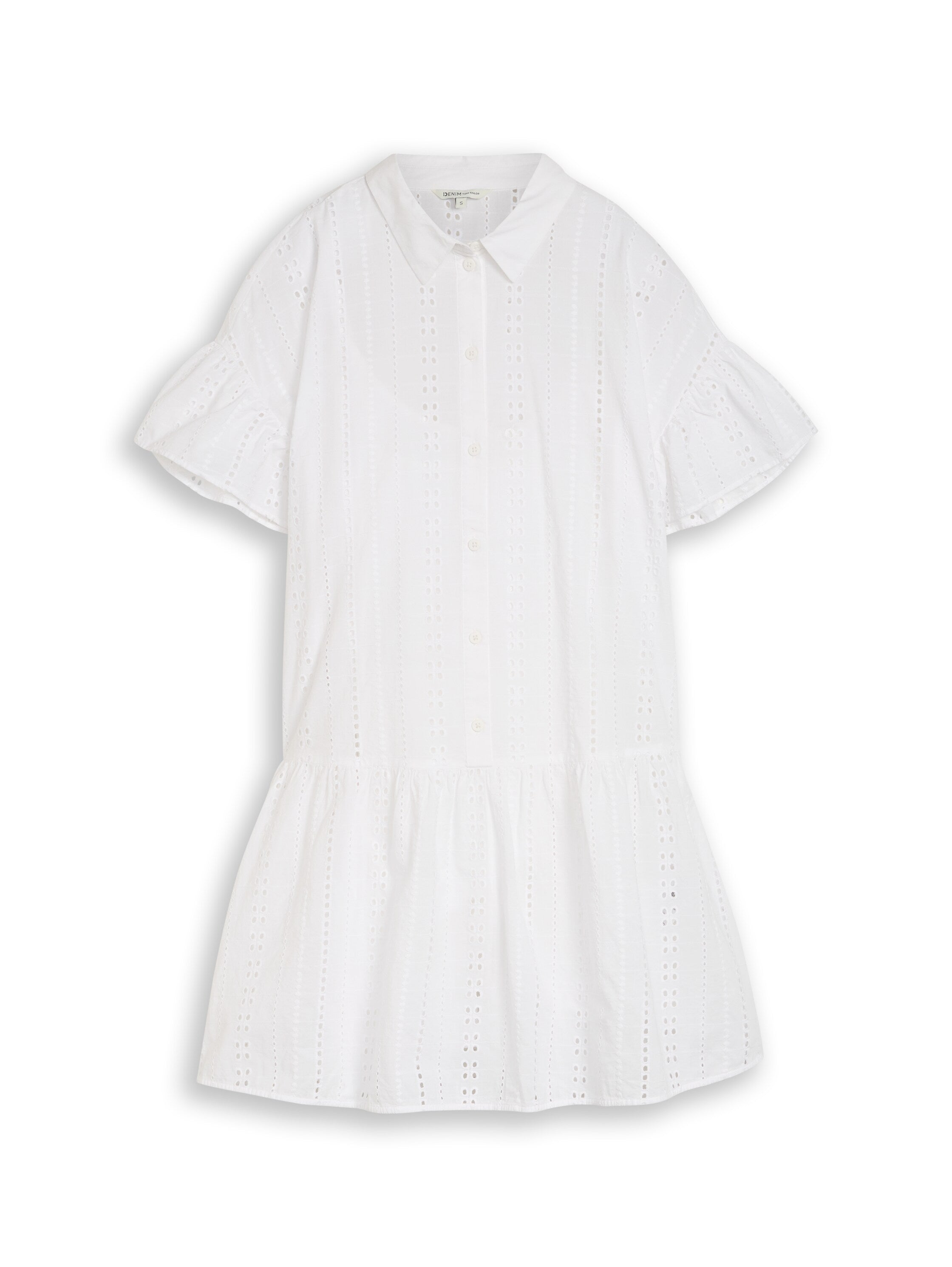 Tom Tailor White Mini Dress With Lock Embroidery