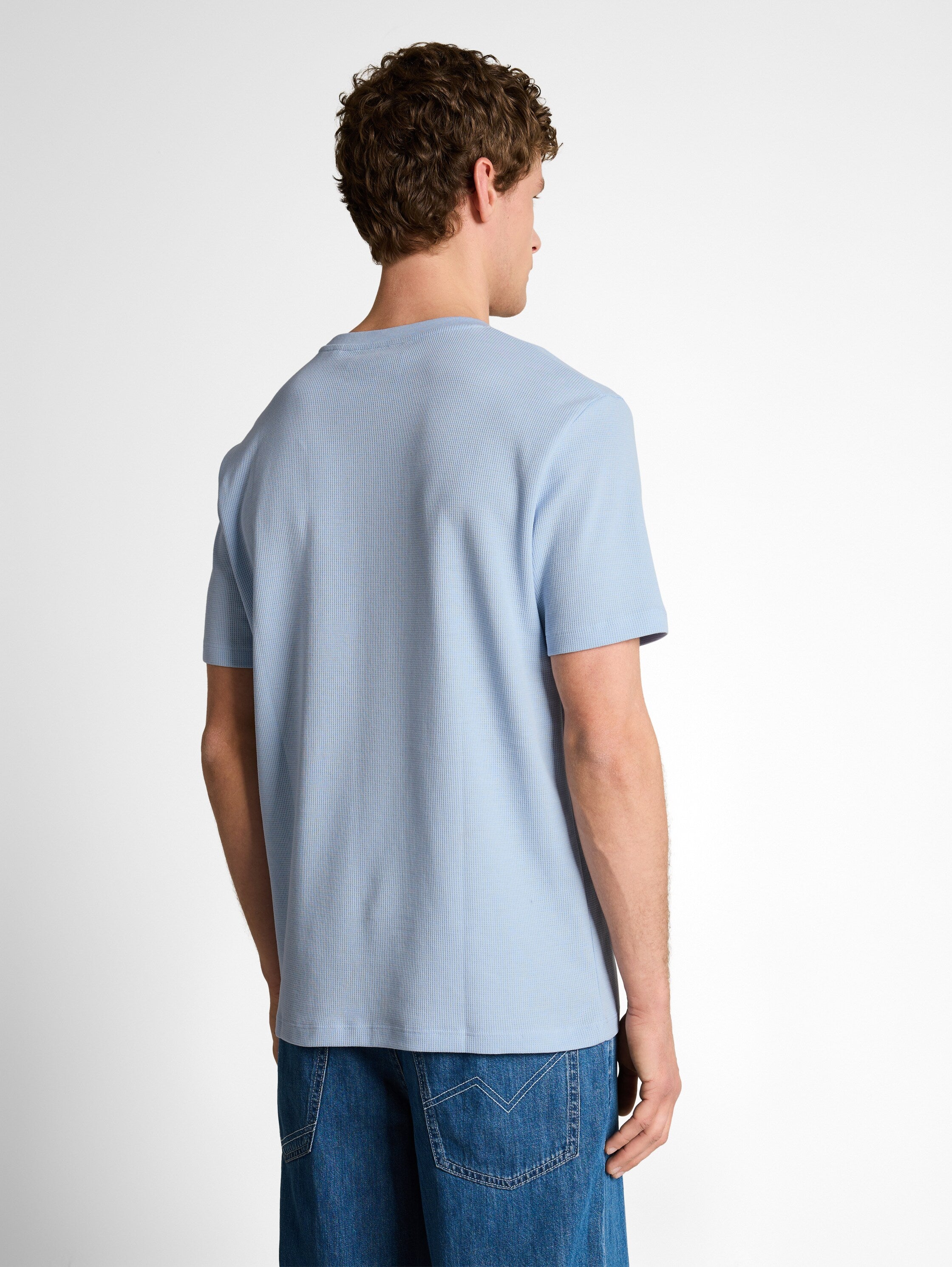 Tom Tailor Blue T-Shirt With Waffle Texture