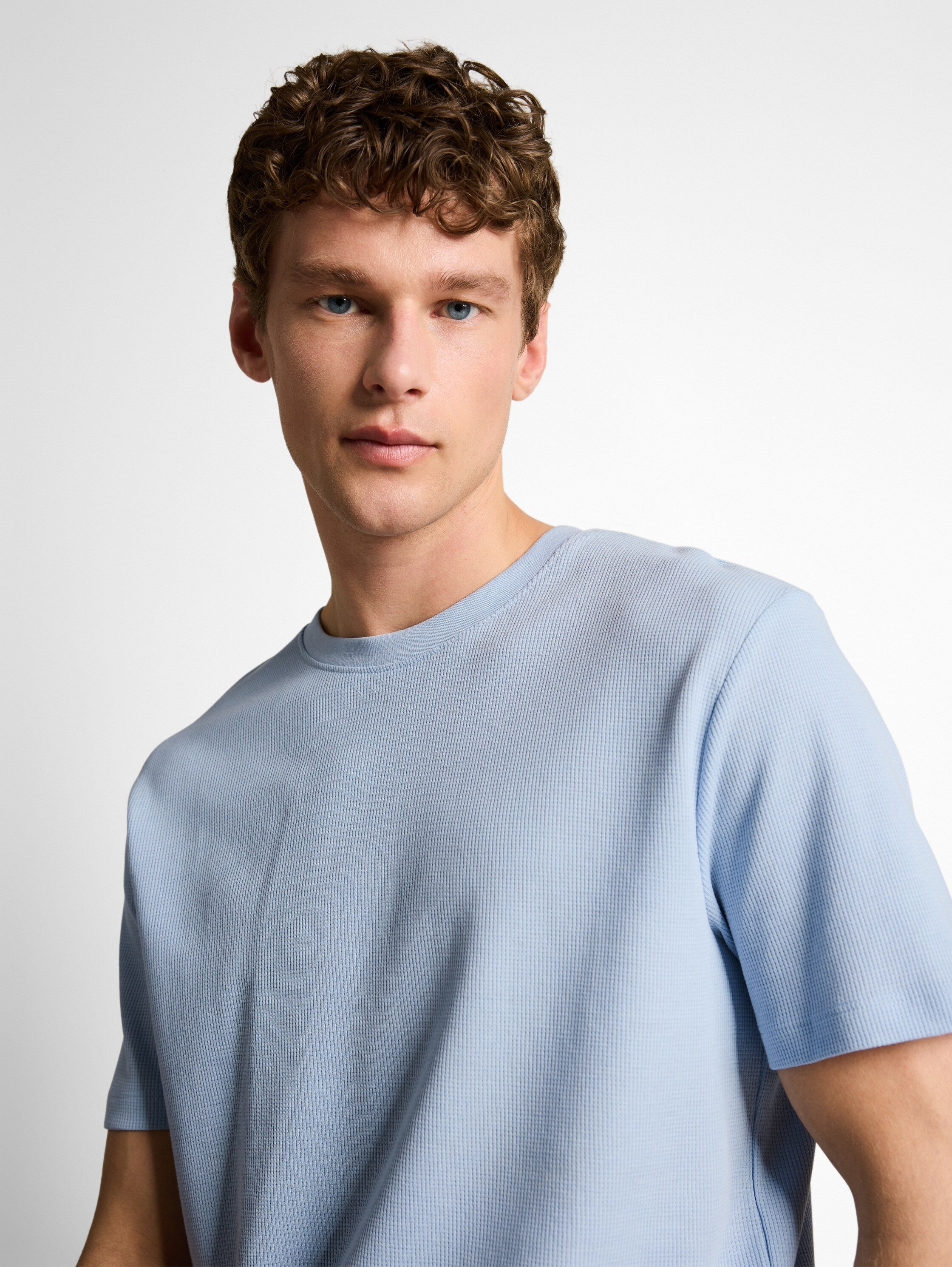 Tom Tailor Blue T-Shirt With Waffle Texture