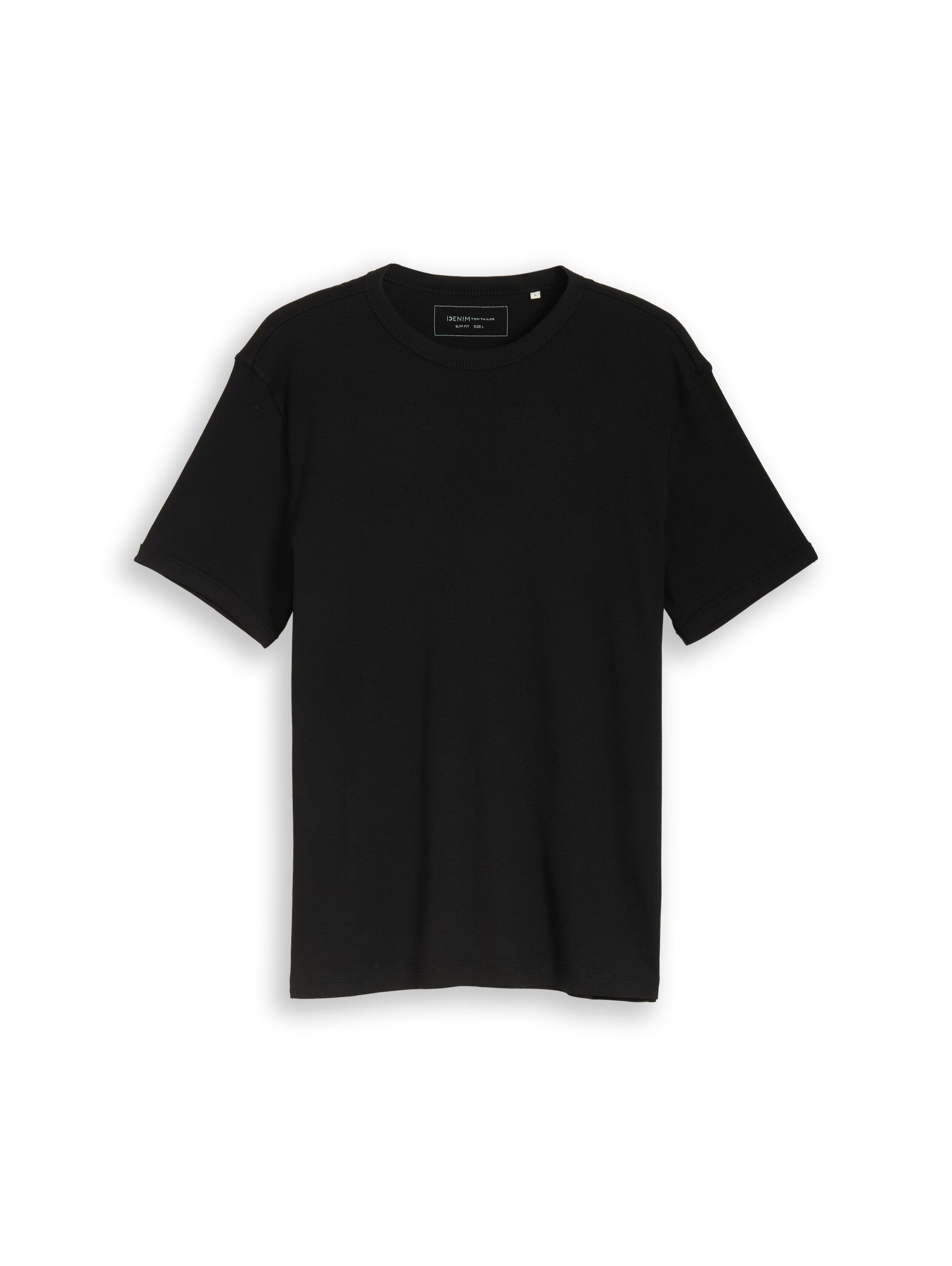 Tom Tailor Black Short Sleeved Cotton Basic T-Shirt