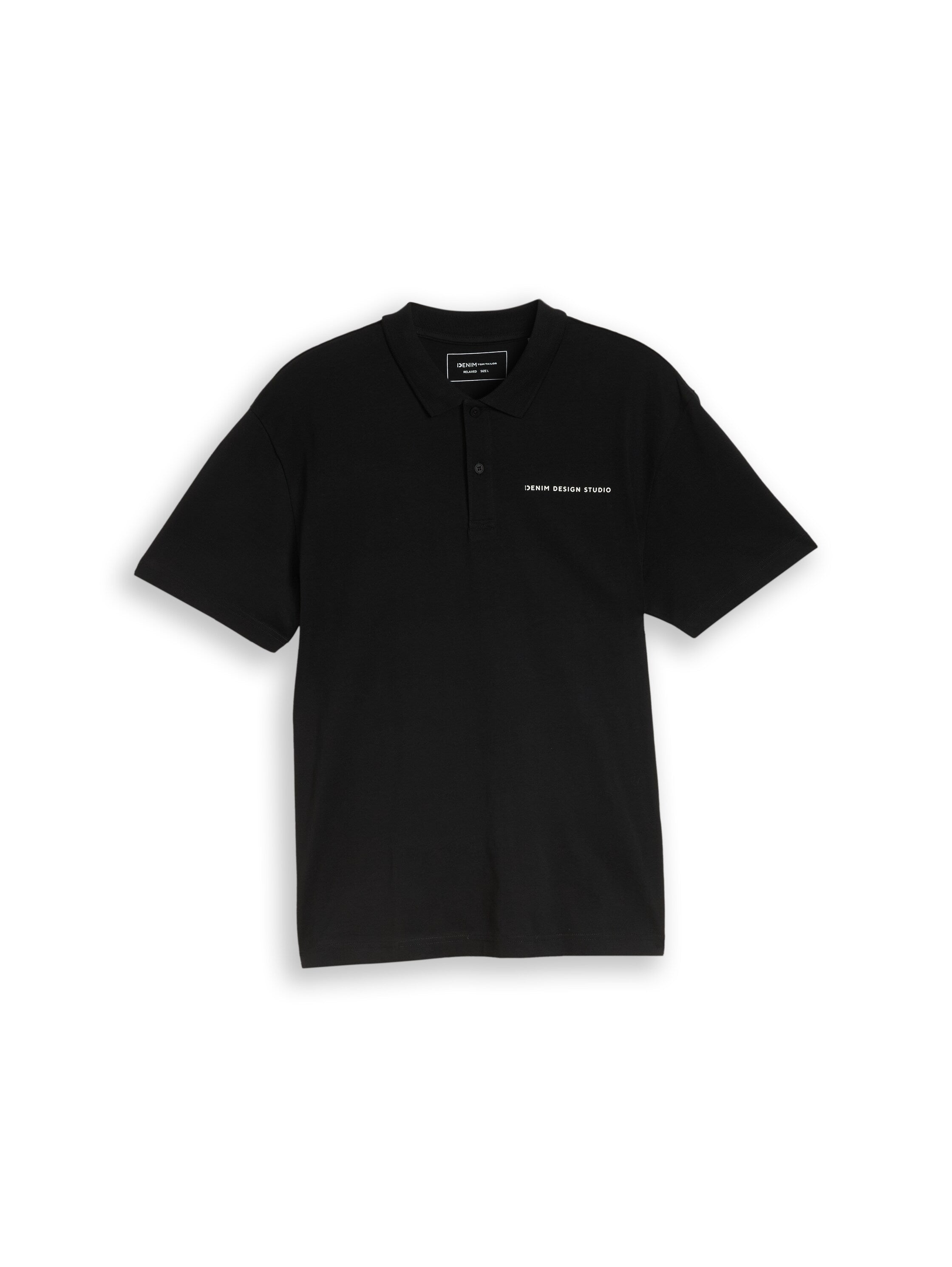 Tom Tailor Relaxed-Fit Cotton Black Polo Shirt