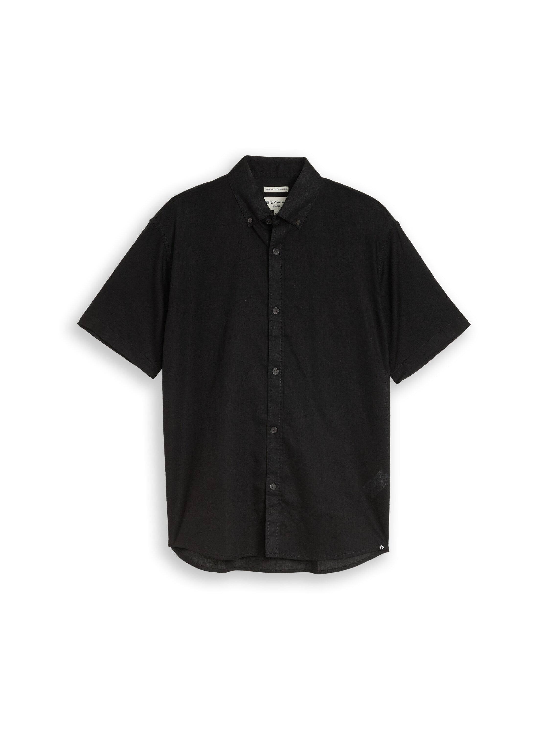 Tom Tailor Black Shirt With Linen Blend