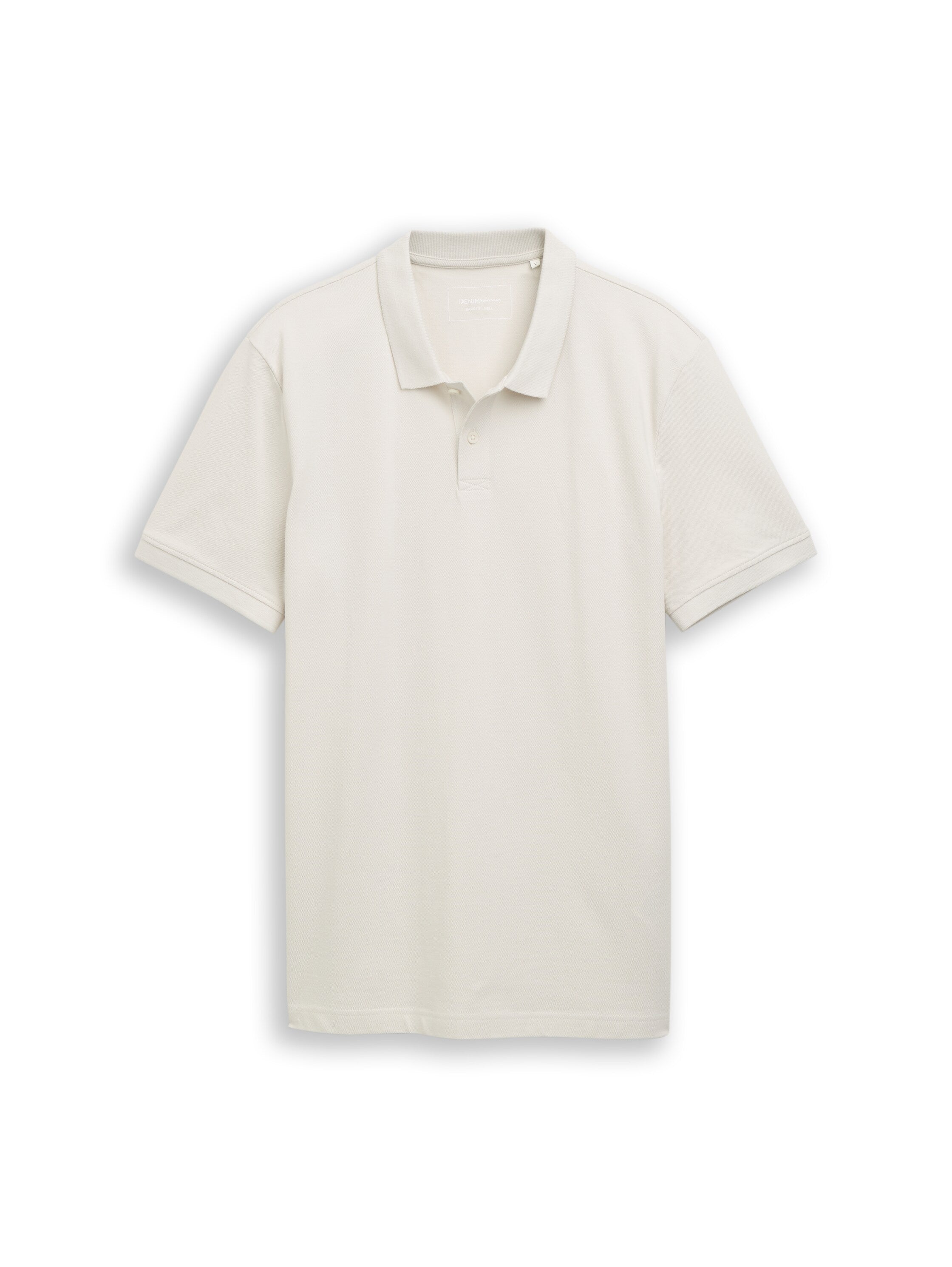 Tom Tailor Greyish White Cotton Piqué Polo Shirt