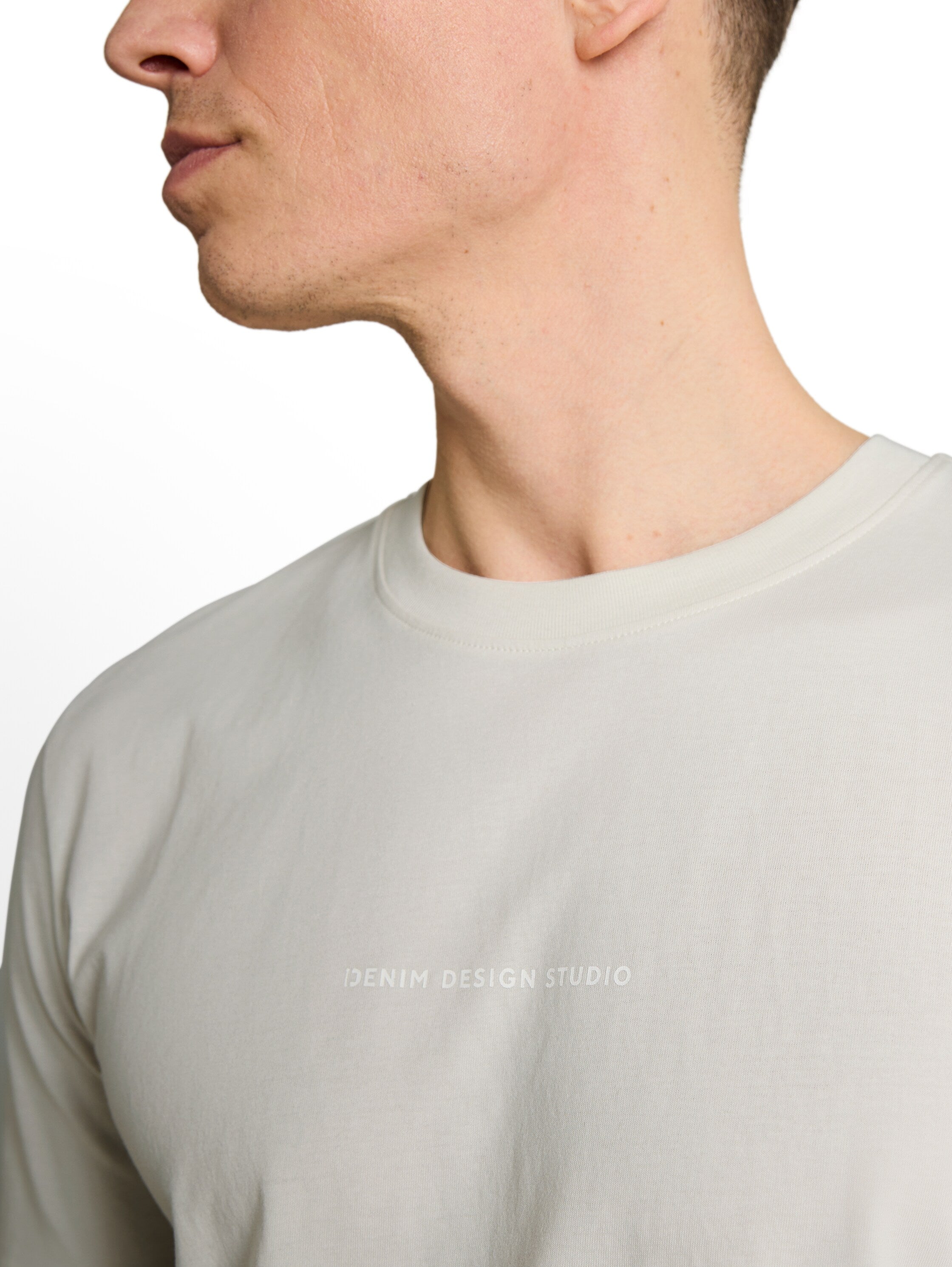 Tom Tailor Greyish White T-Shirt With Back Print