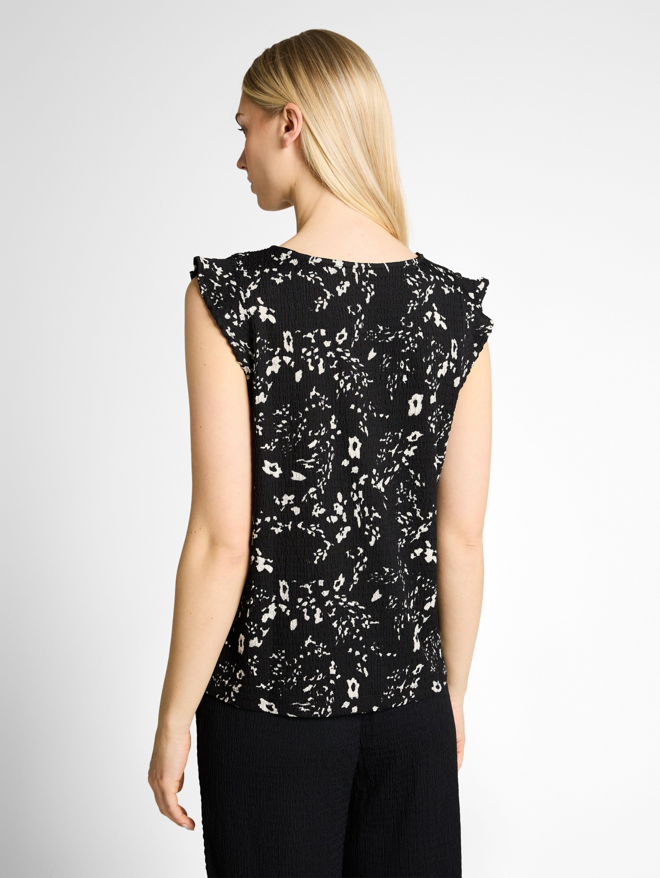 Tom Tailor Black White Flower Print Loose Fit