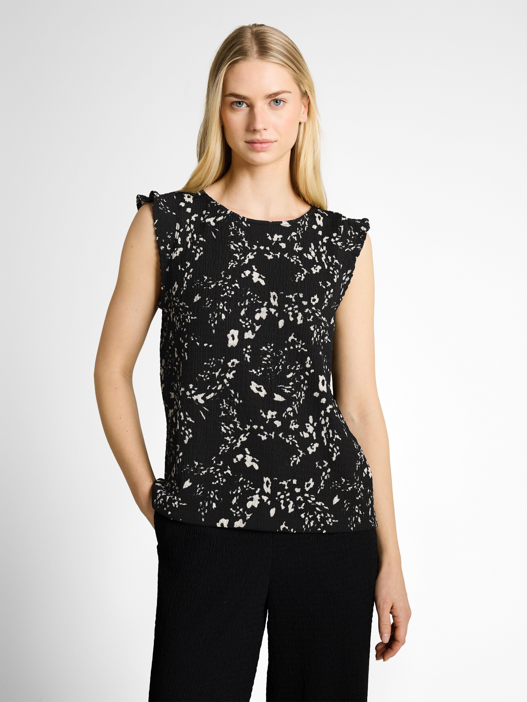 Tom Tailor Black White Flower Print Loose Fit