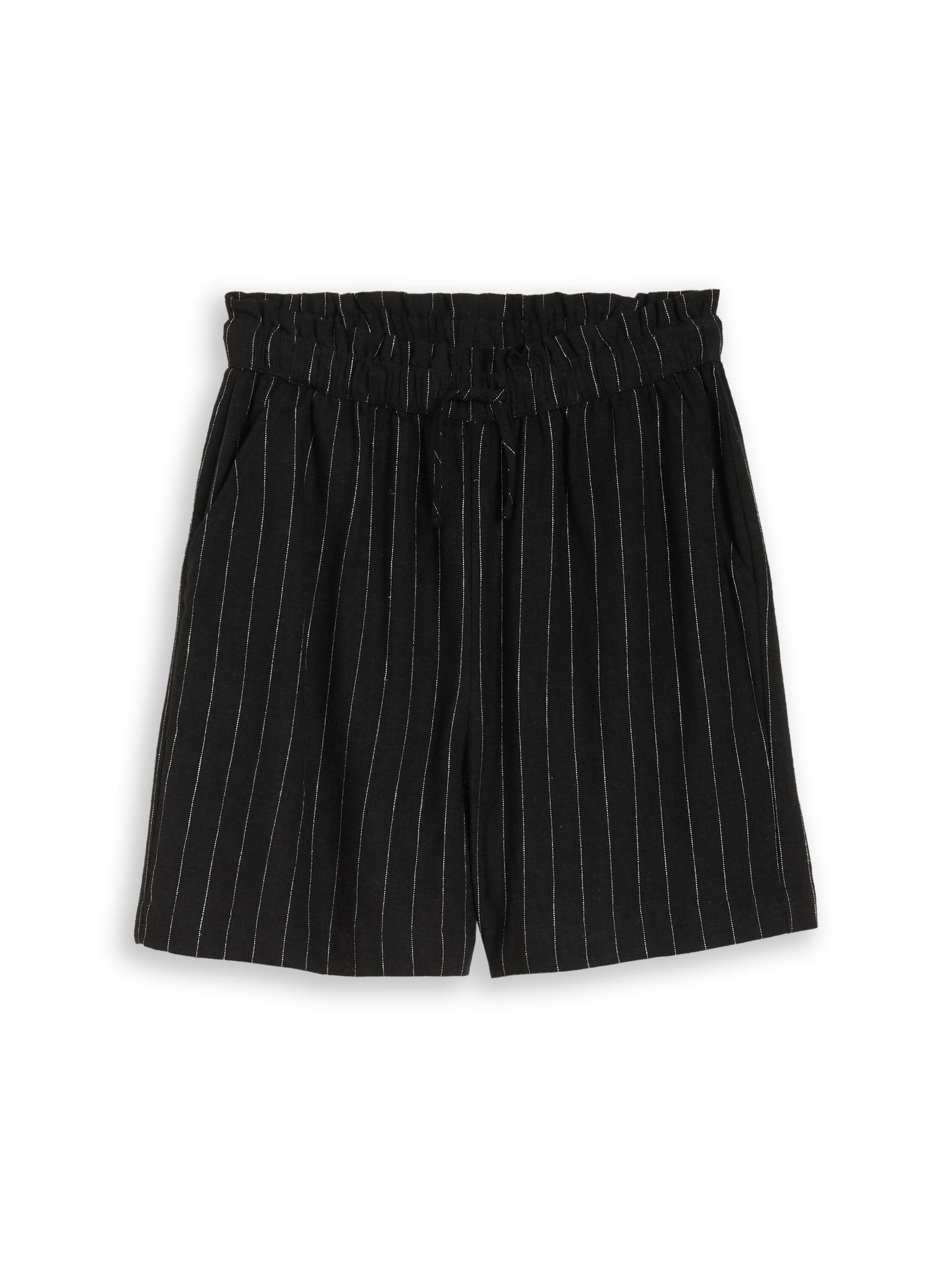 Tom Tailor Black Loose-Fit Shorts With Linen Blend