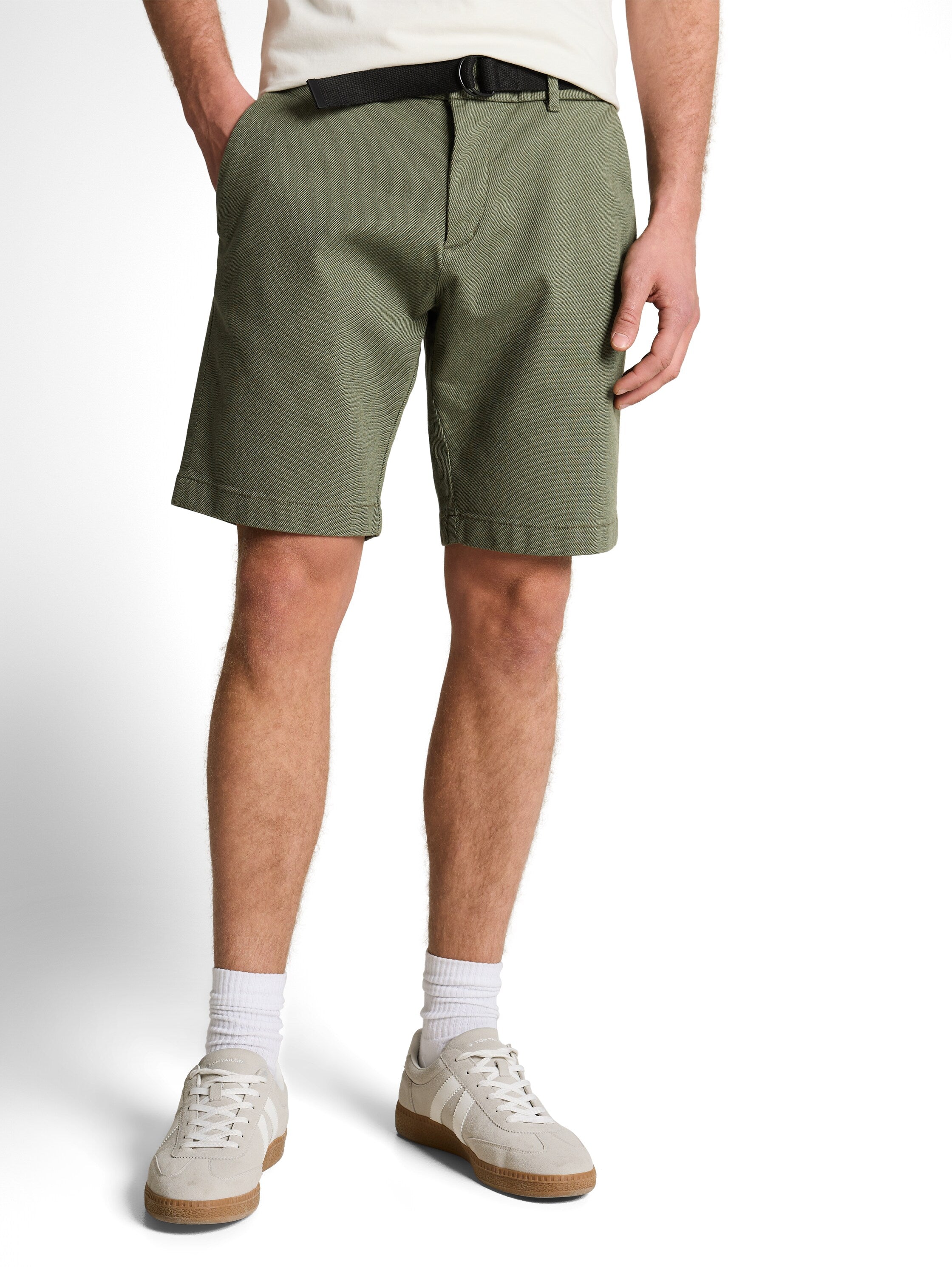 Tom Tailor Olive Regular Chino Shorts With Belt