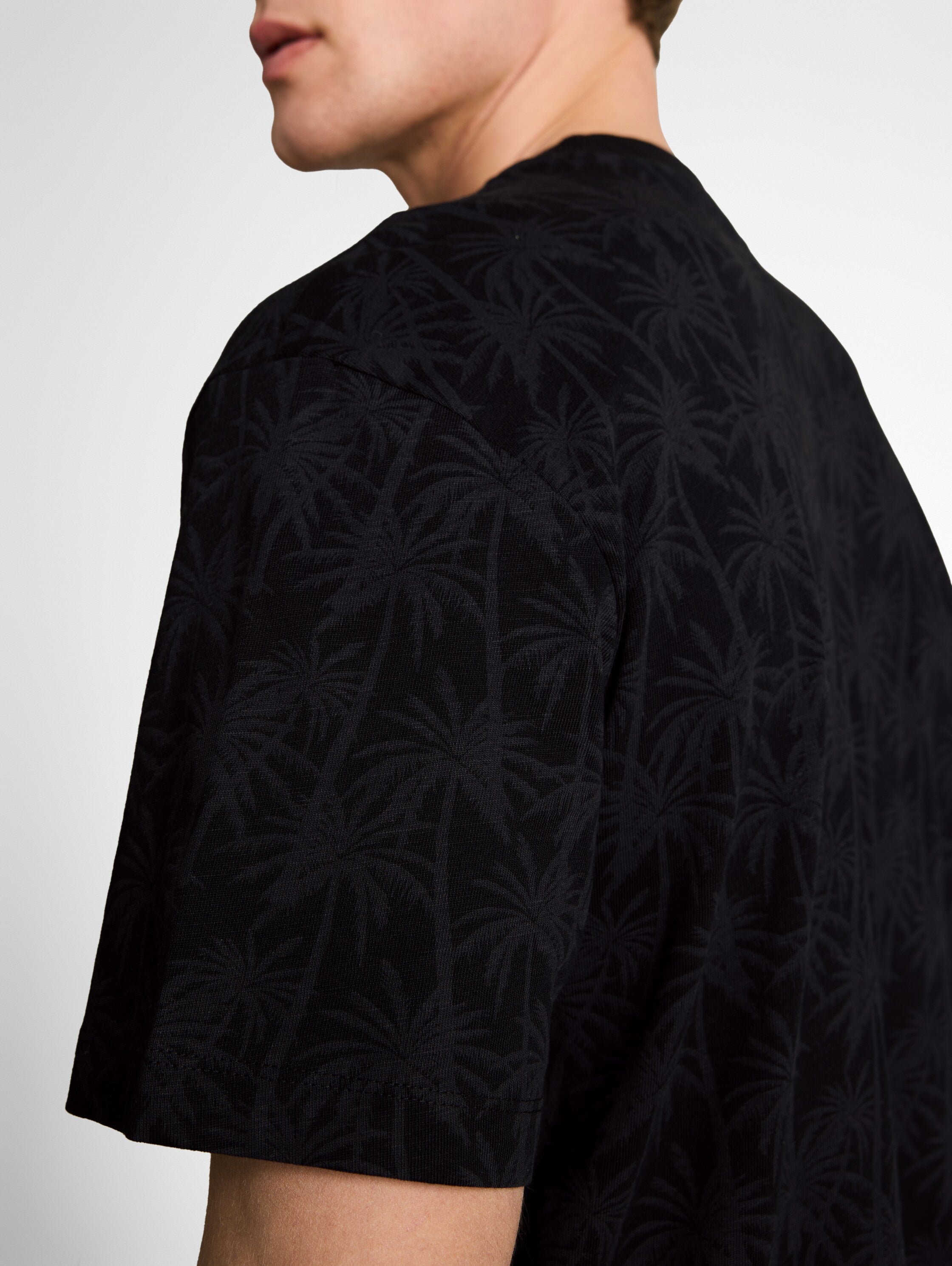 Tom Tailor Relaxed Fit Black T-Shirt With Palm Print