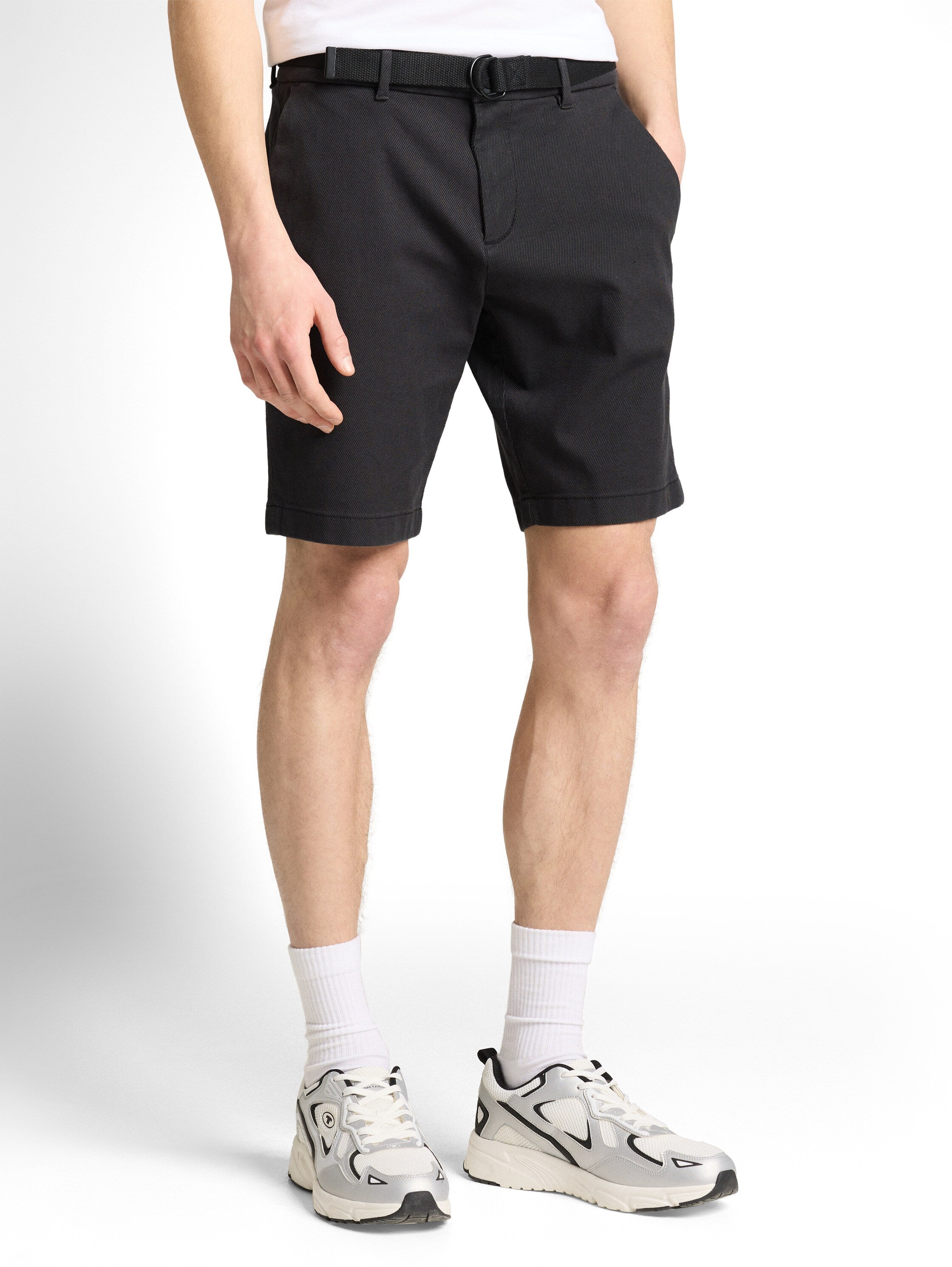 Tom Tailor Black Tonal Regular Chino Shorts With Belt