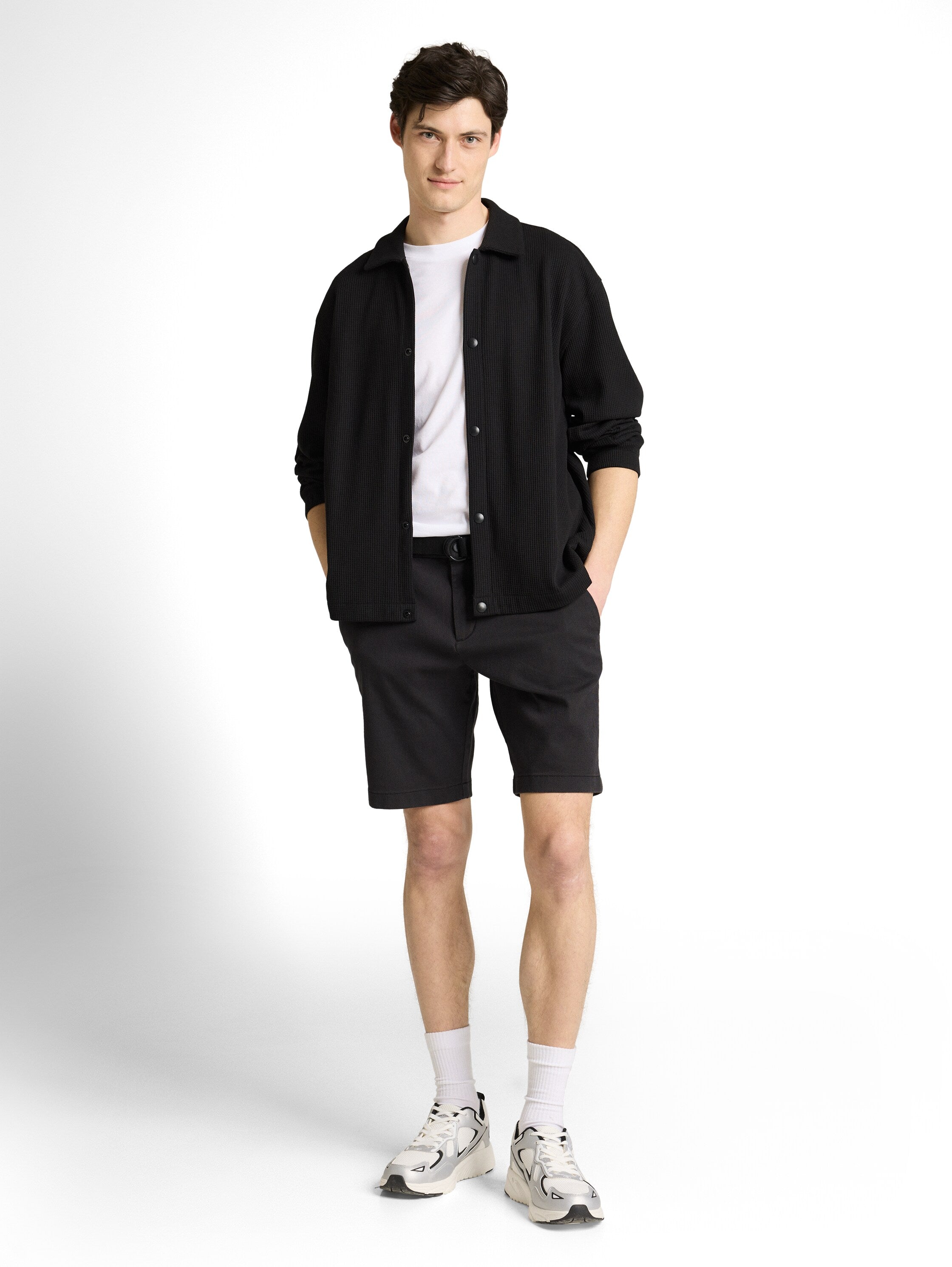 Tom Tailor Black Tonal Regular Chino Shorts With Belt