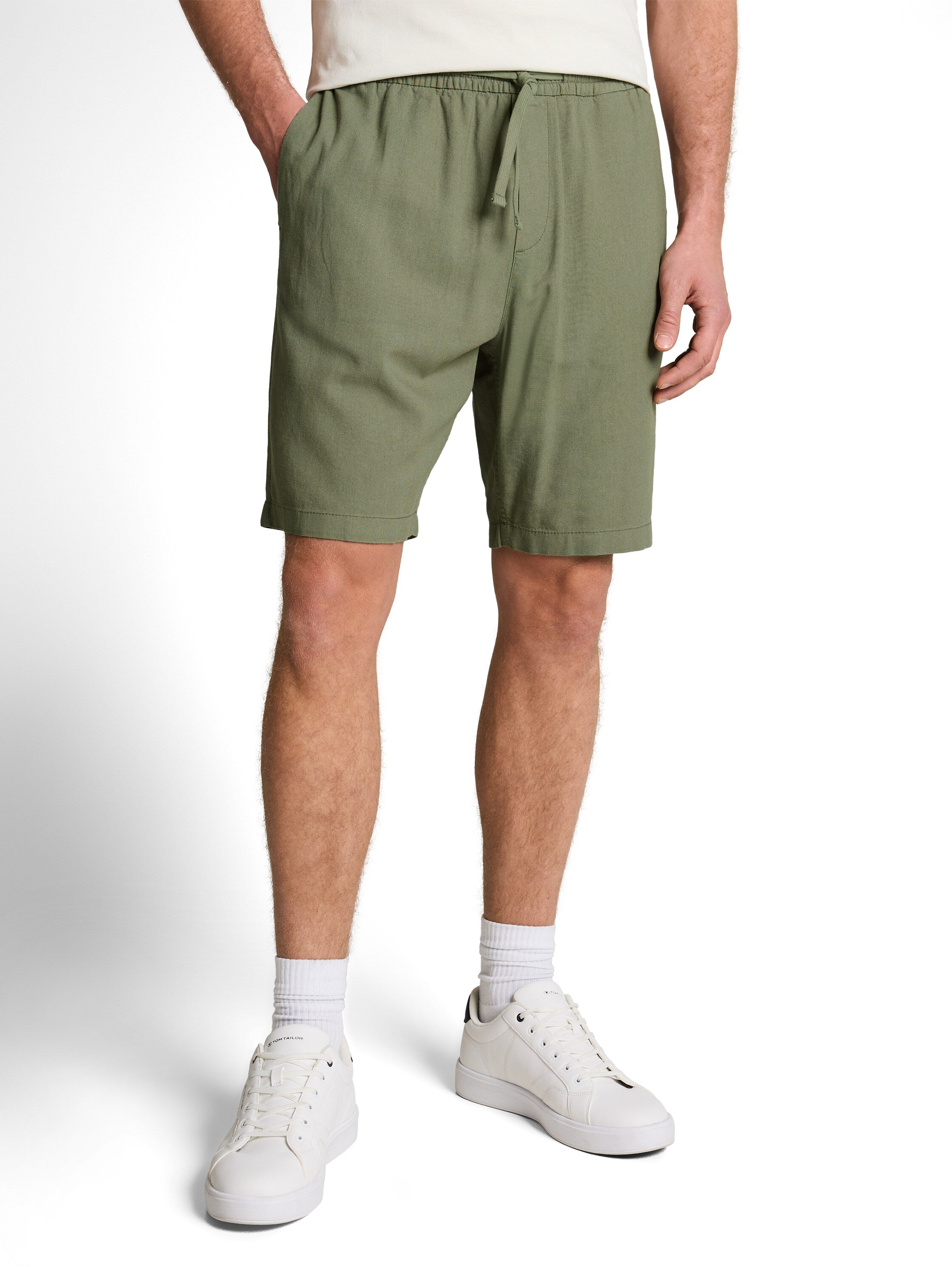 Tom Tailor Olive Relaxed-Fit Linen Shorts