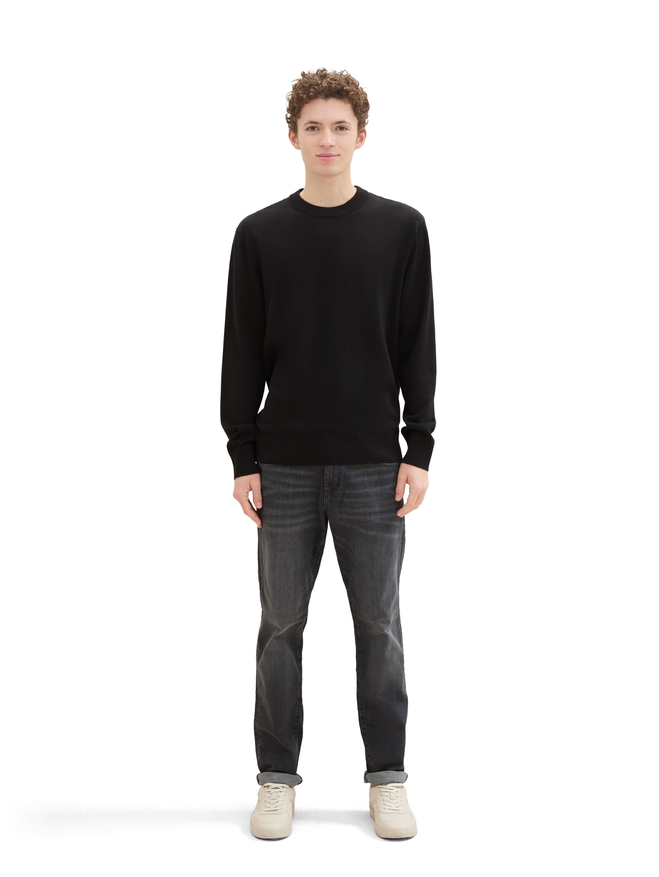 Tom Tailor Basic Knitted Black Cotton Pullover