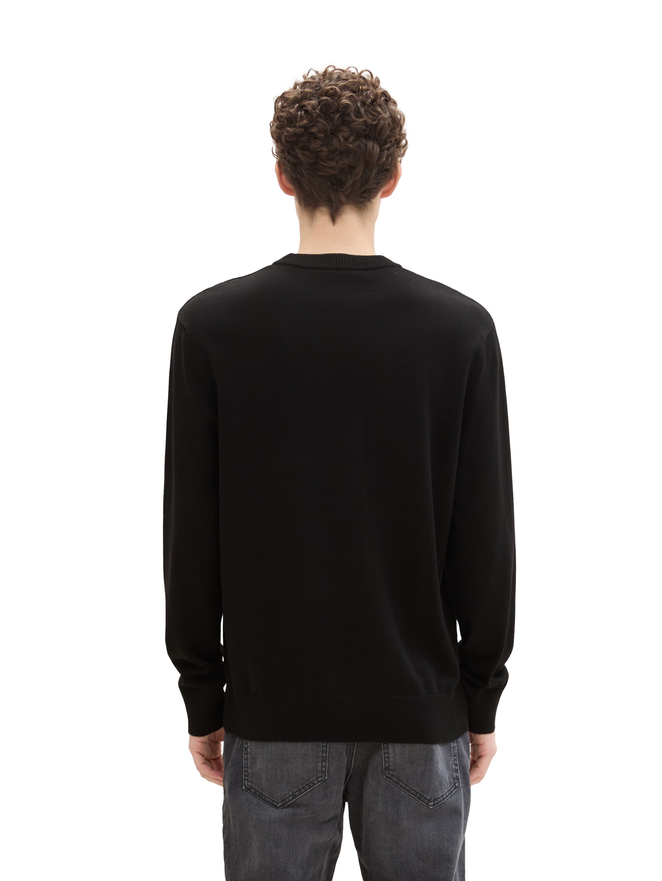 Tom Tailor Basic Knitted Black Cotton Pullover