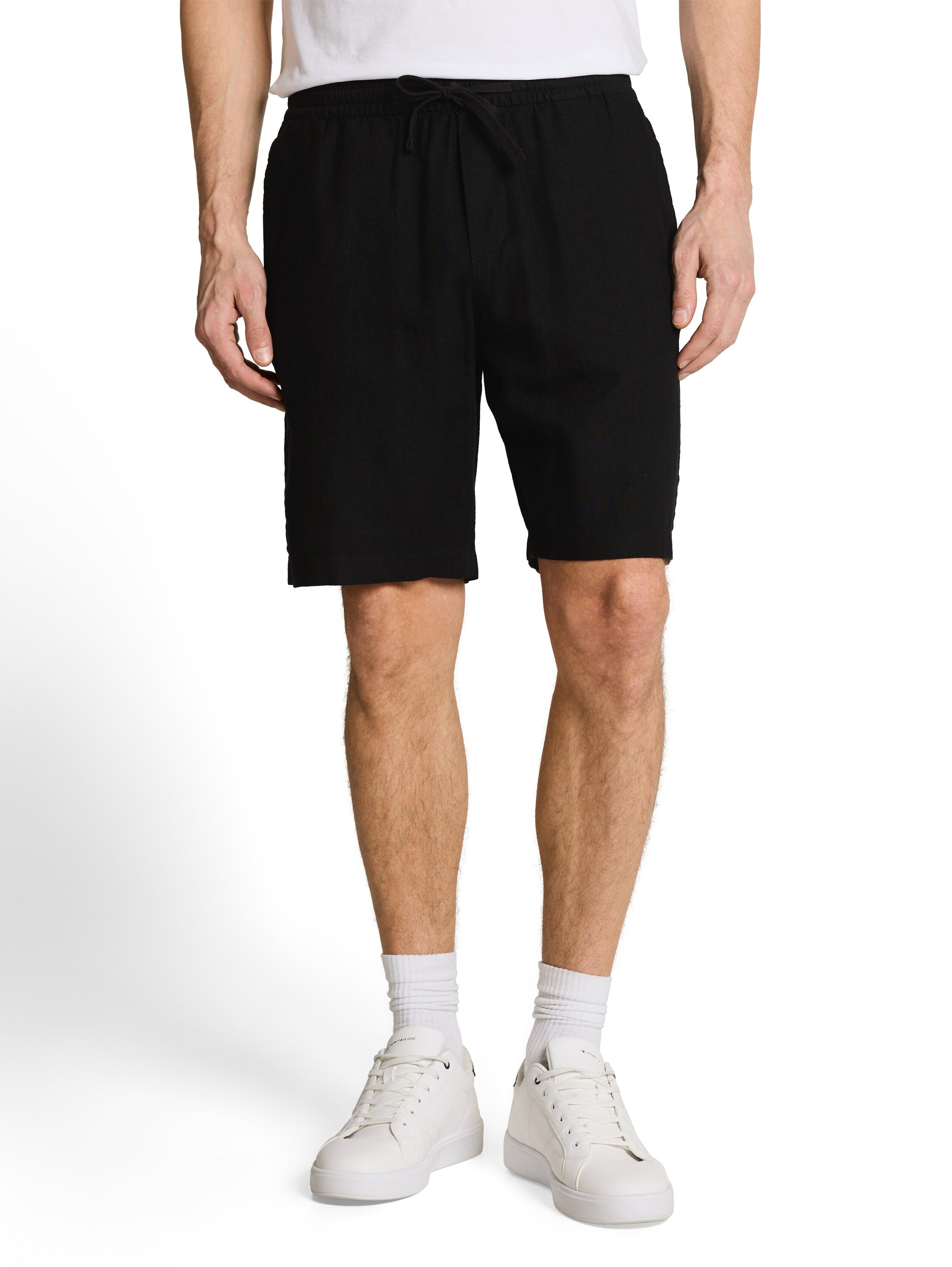 Tom Tailor Black Relaxed-Fit Linen Shorts