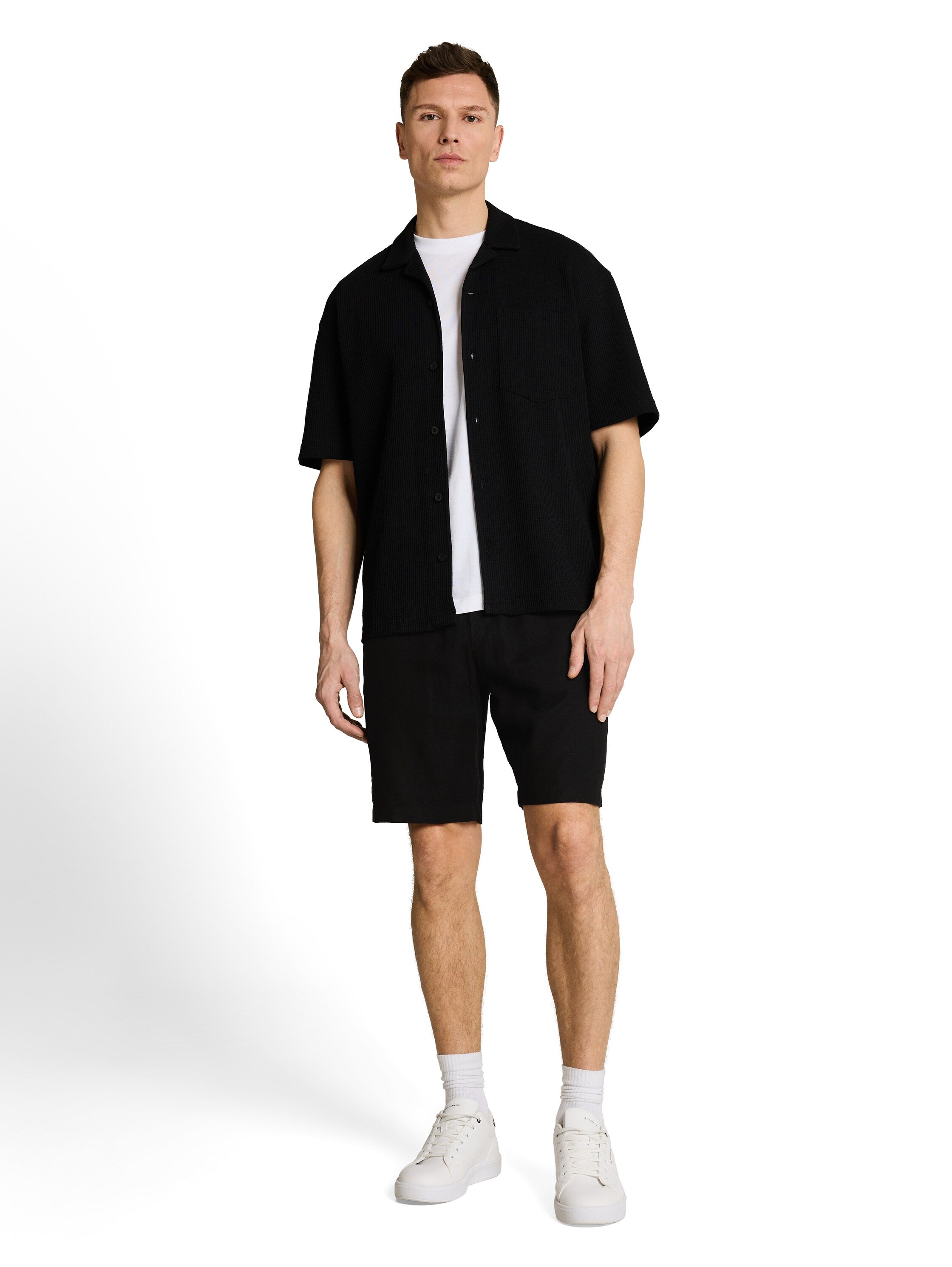 Tom Tailor Black Relaxed-Fit Linen Shorts