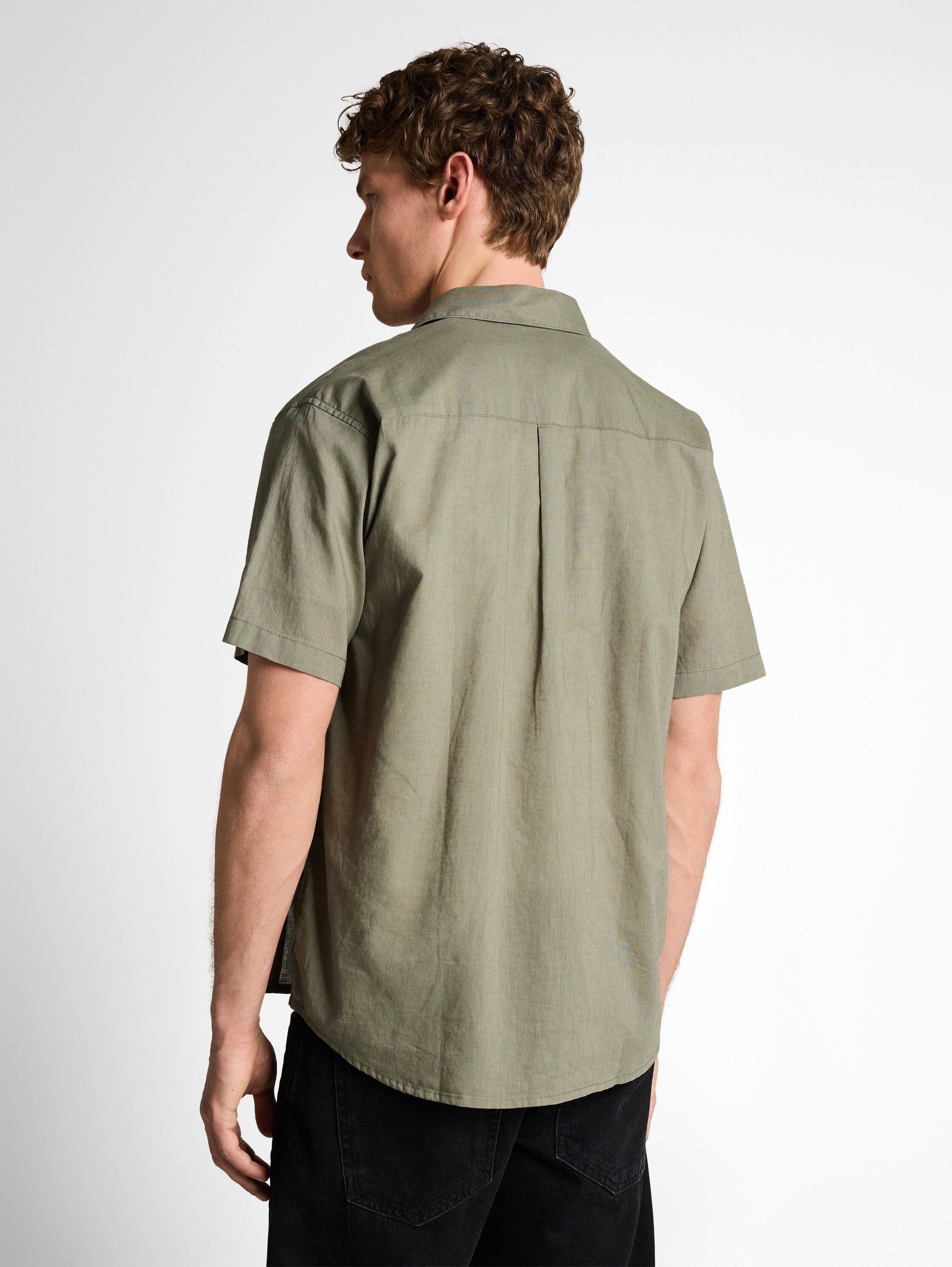 Tom Tailor Olive Shirt With Linen Blend