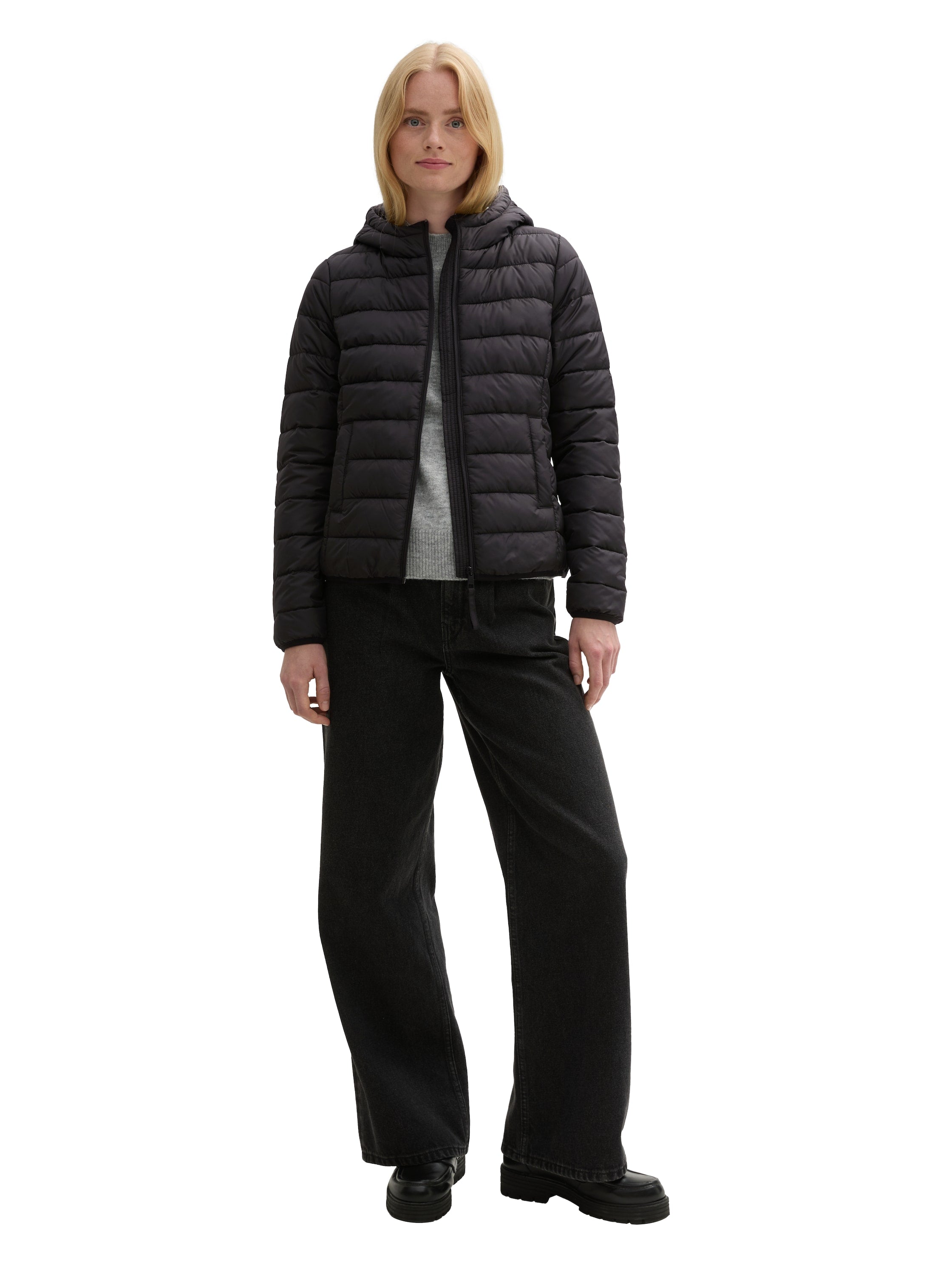 Tom Tailor Black Quilted Jacket With Side Pockets