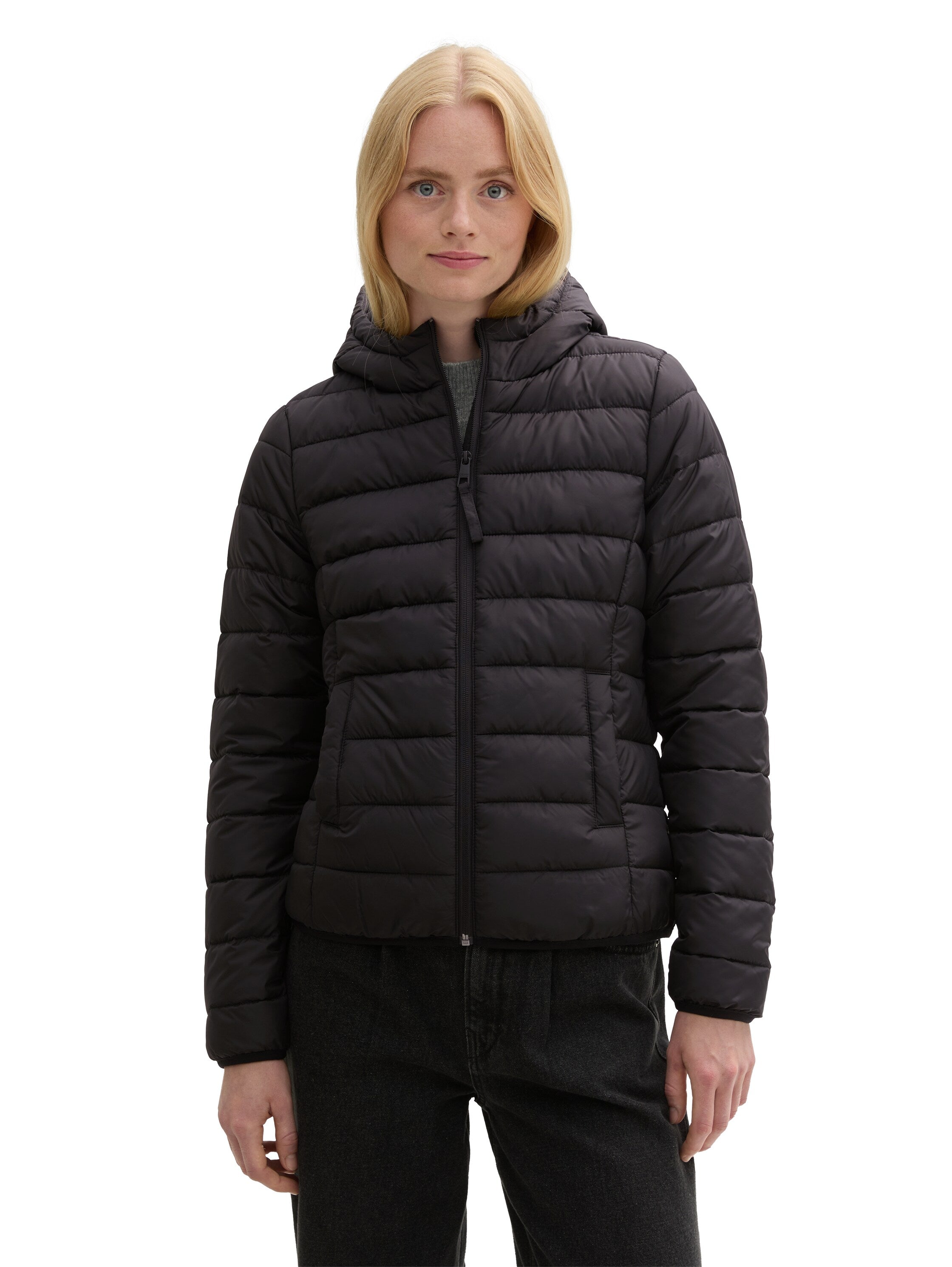 Tom Tailor Black Quilted Jacket With Side Pockets