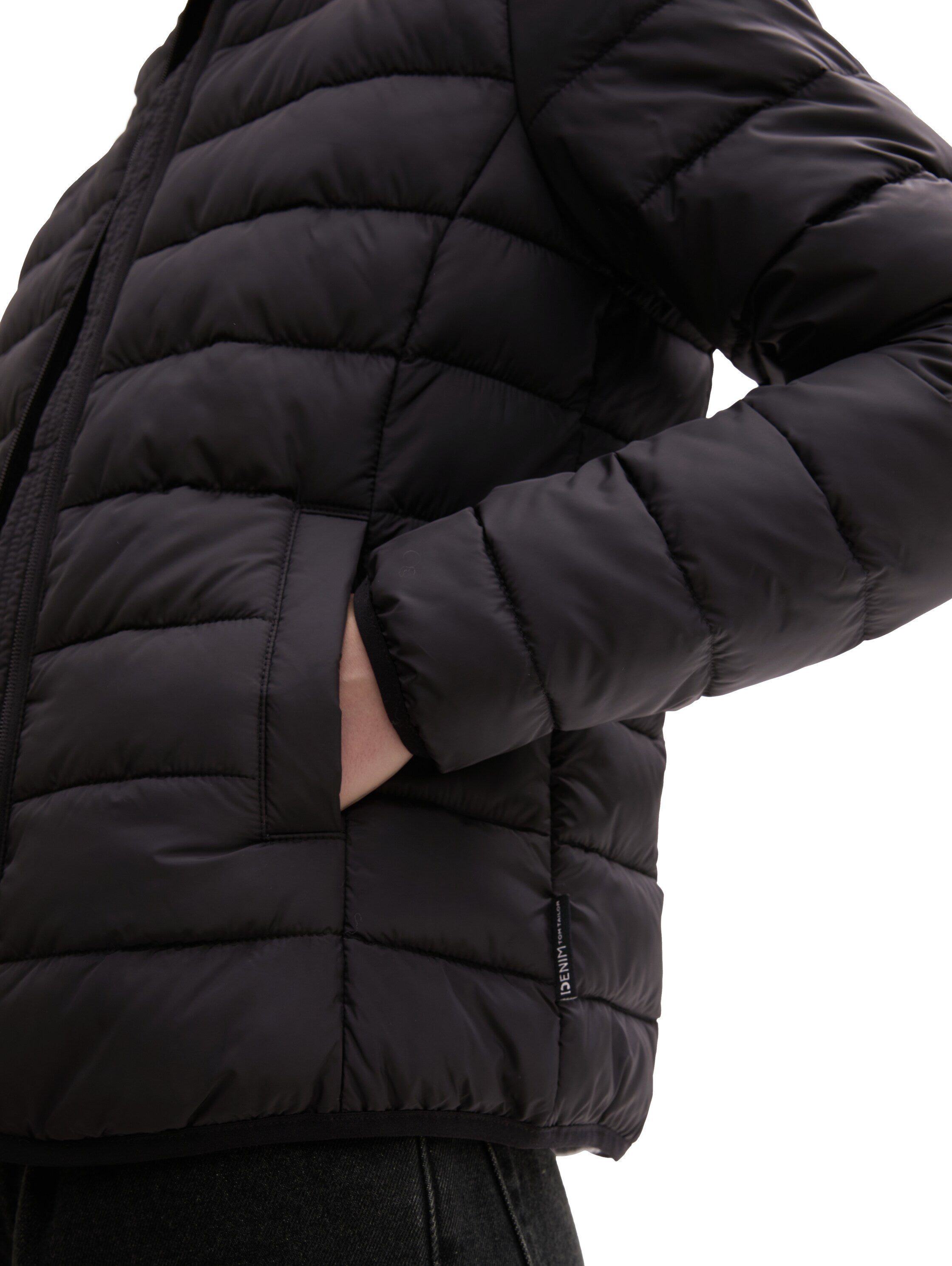 Tom Tailor Black Quilted Jacket With Side Pockets