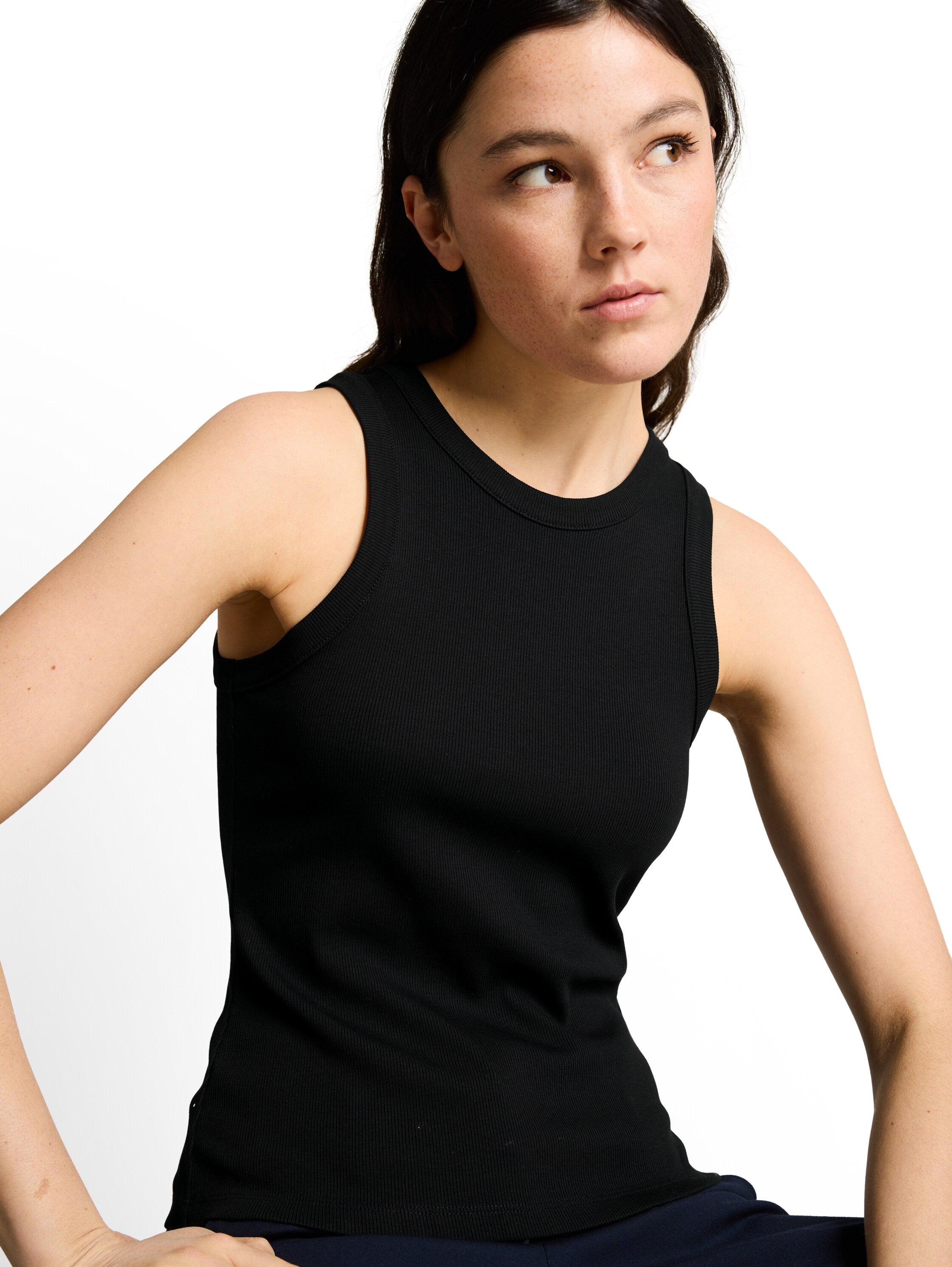 Tom Tailor Black Slim-Fit Top With Ribbed Texture