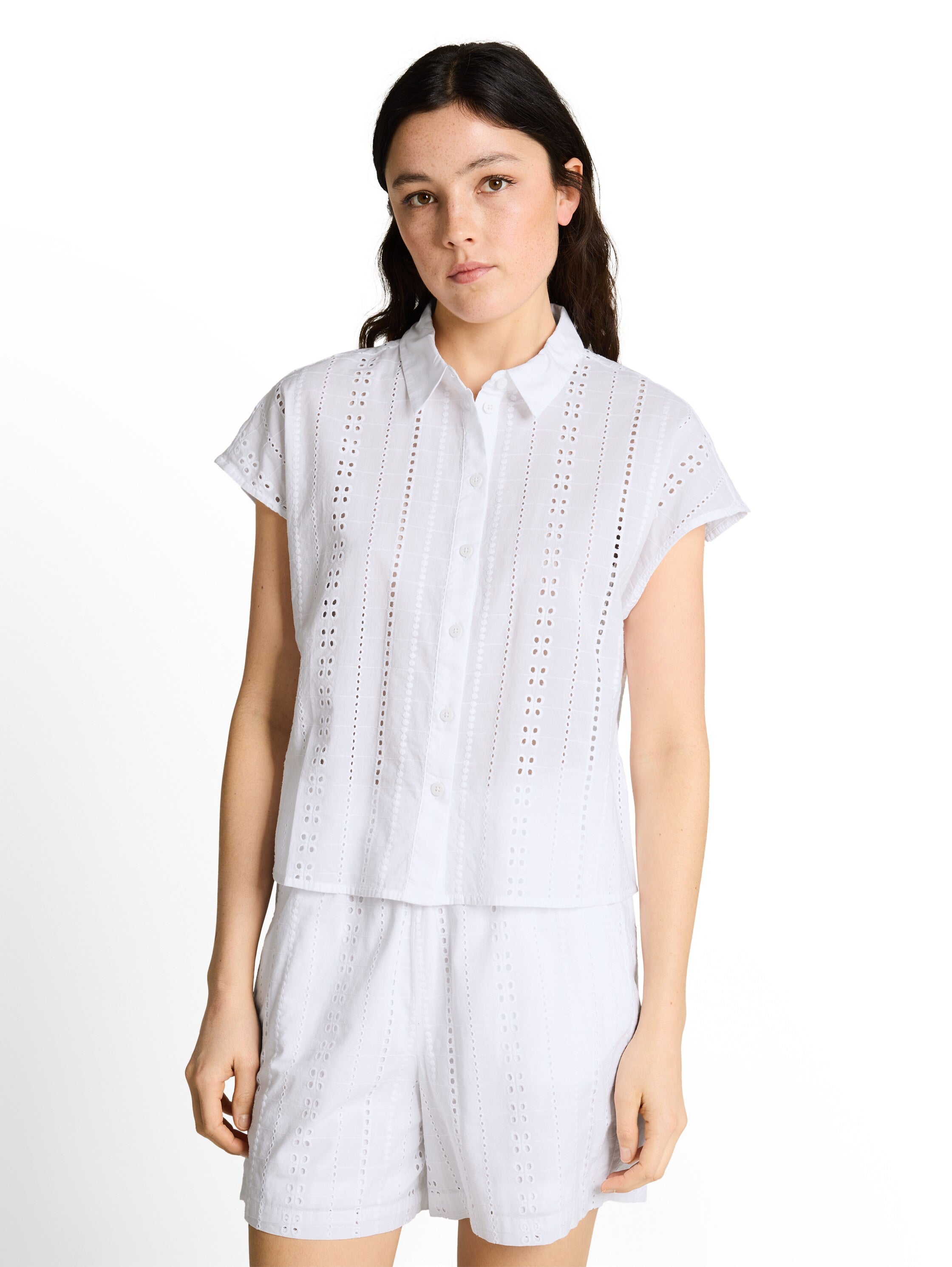 Tom Tailor White Blouse With Eyelet Embroidery