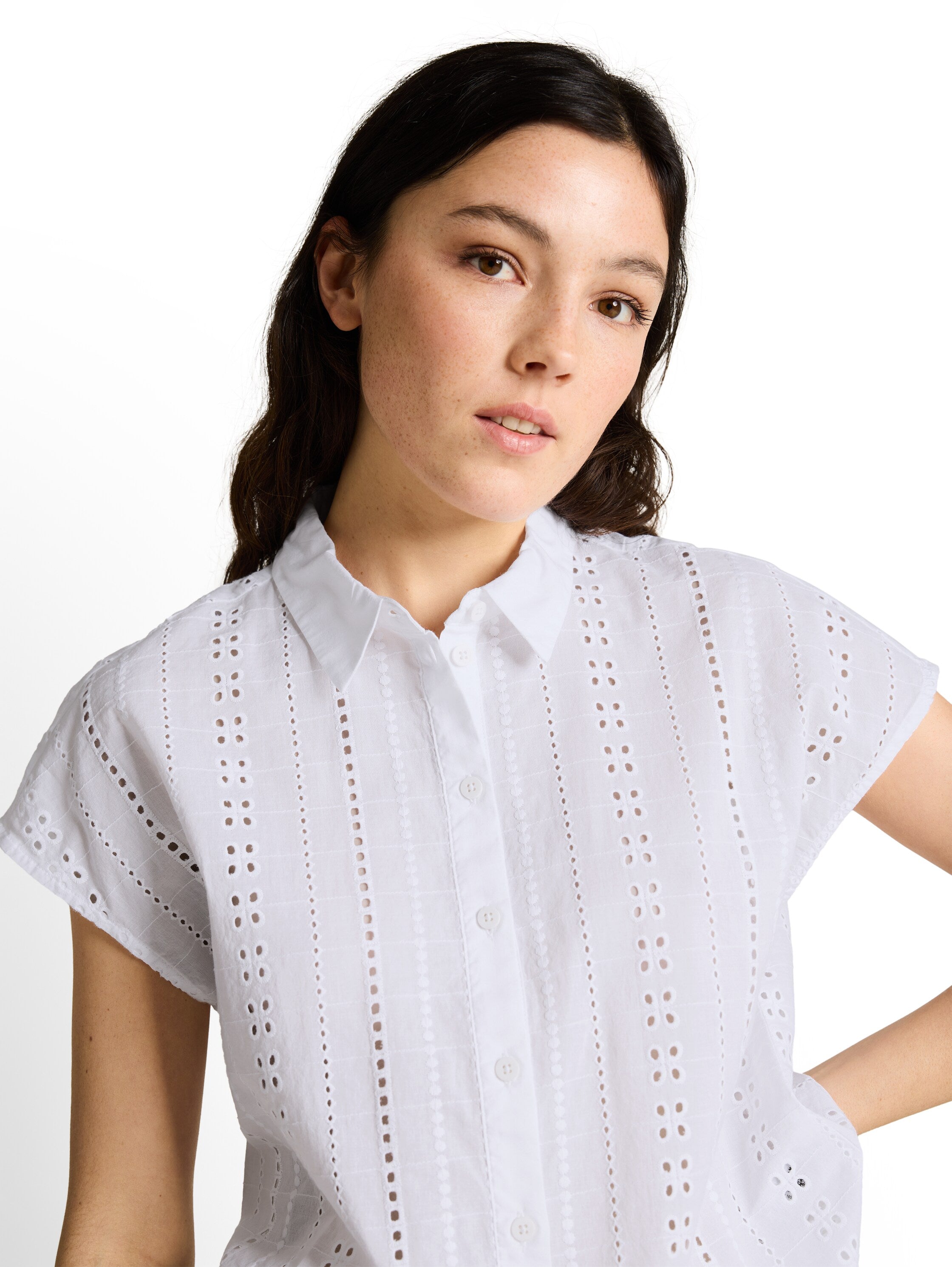 Tom Tailor White Blouse With Eyelet Embroidery