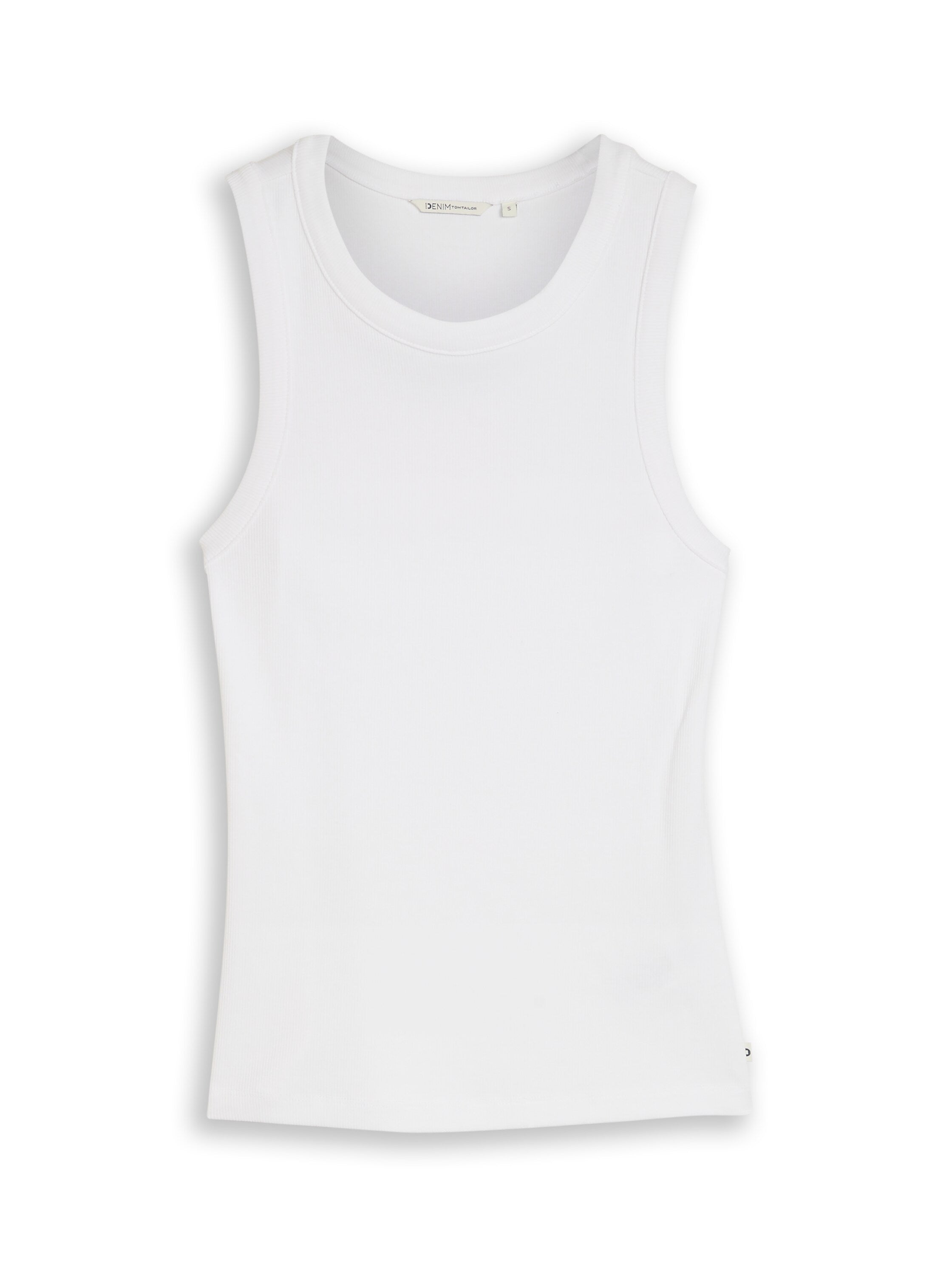 Tom Tailor White Slim-Fit Top With Ribbed Texture