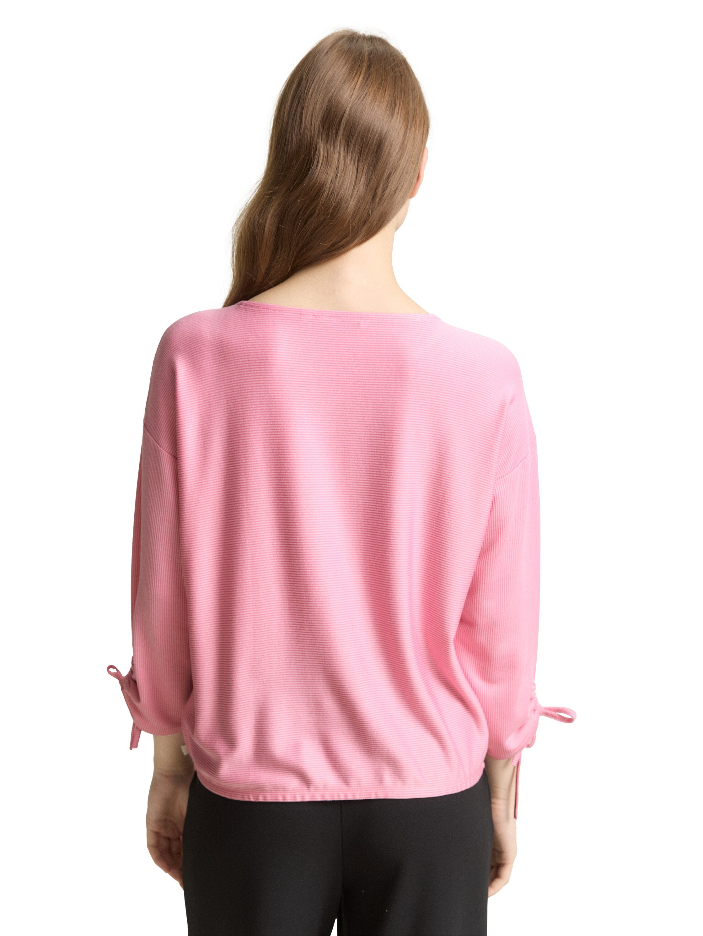 Tom Tailor Pink Loose Fit Long-Sleeved Top With Gathered Sleeves