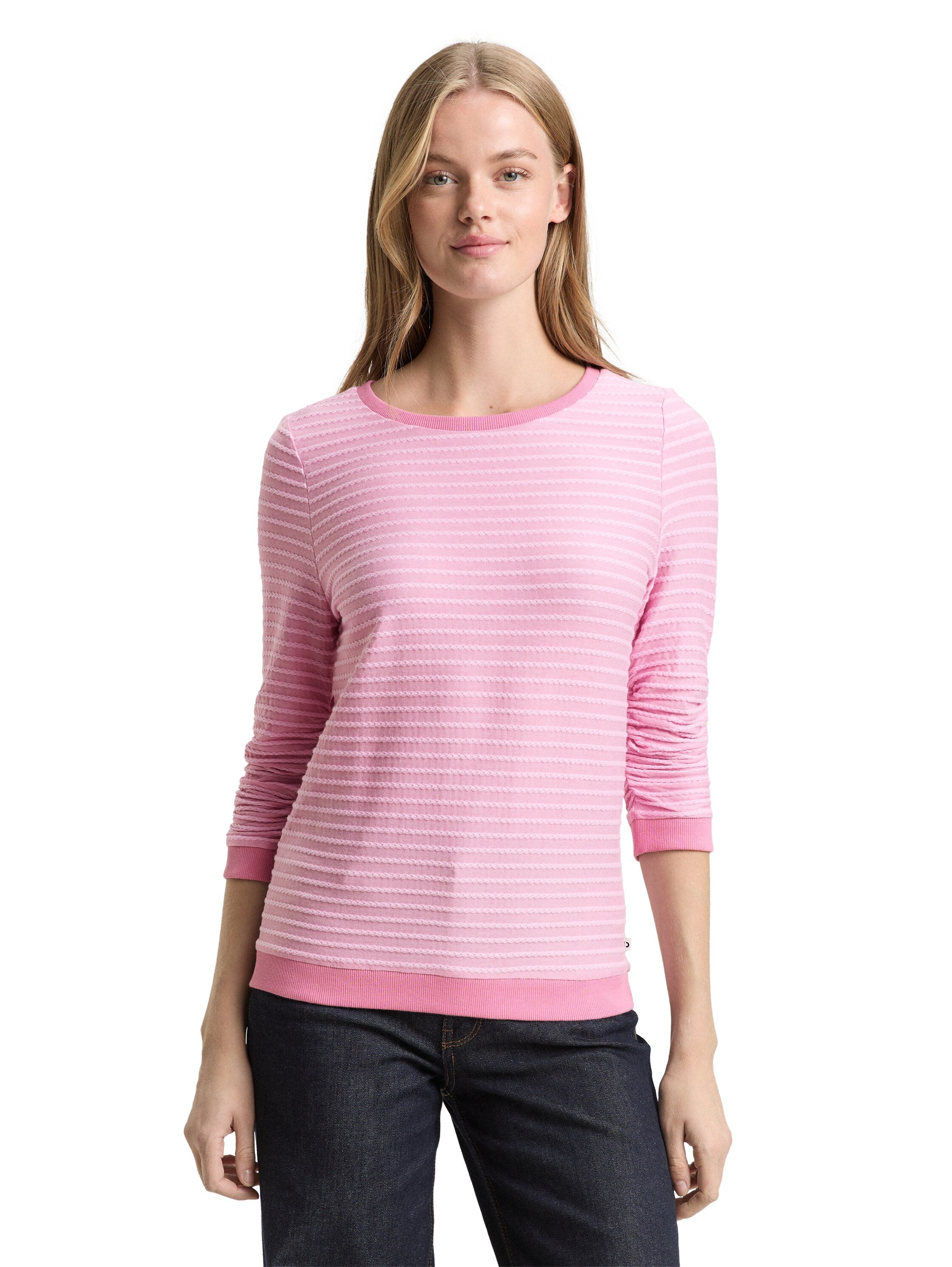 Tom Tailor Pink Striped Sweat Shirt